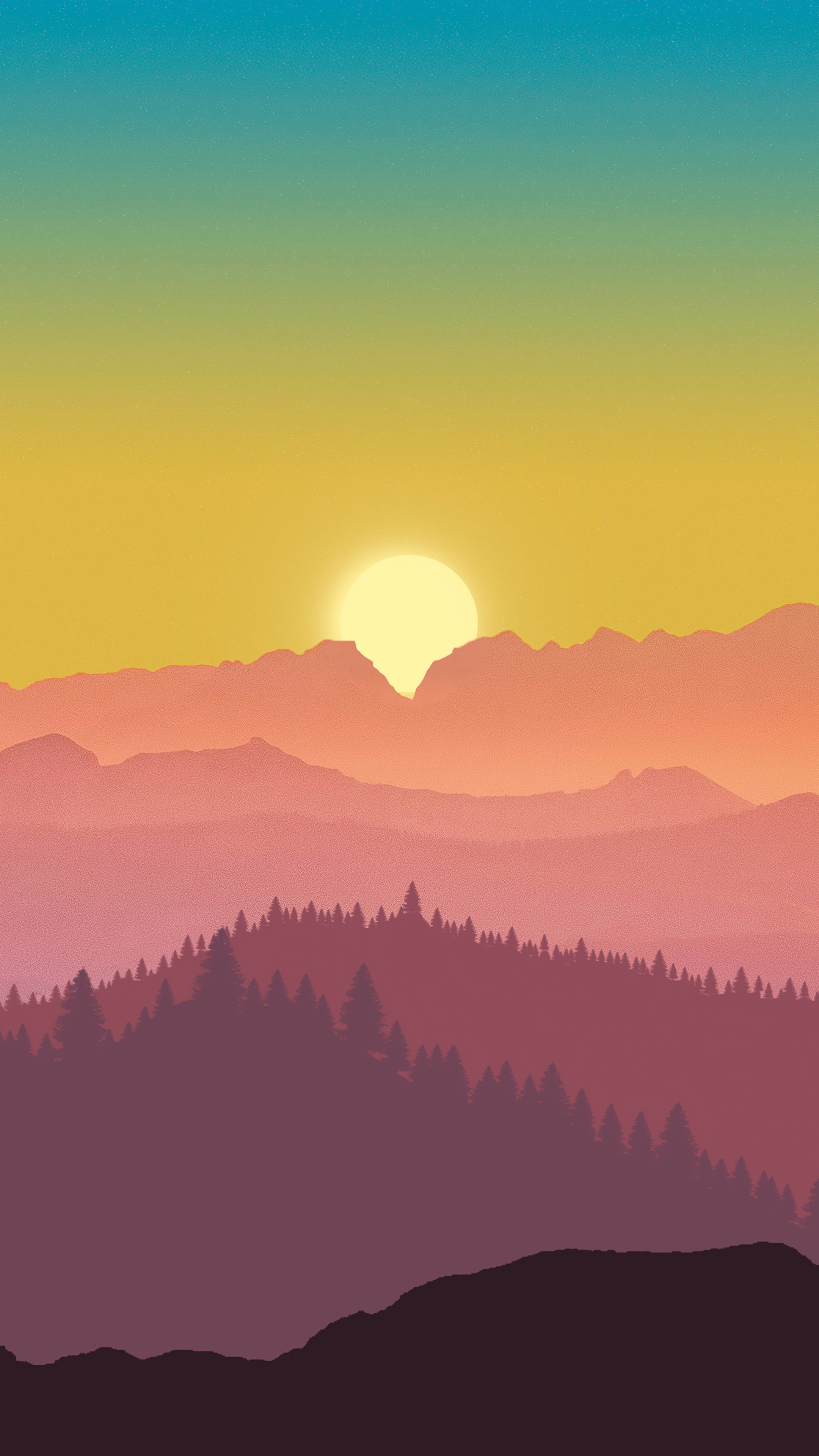 Minimalist mountain landscape at sunset HD Phone Wallpaper