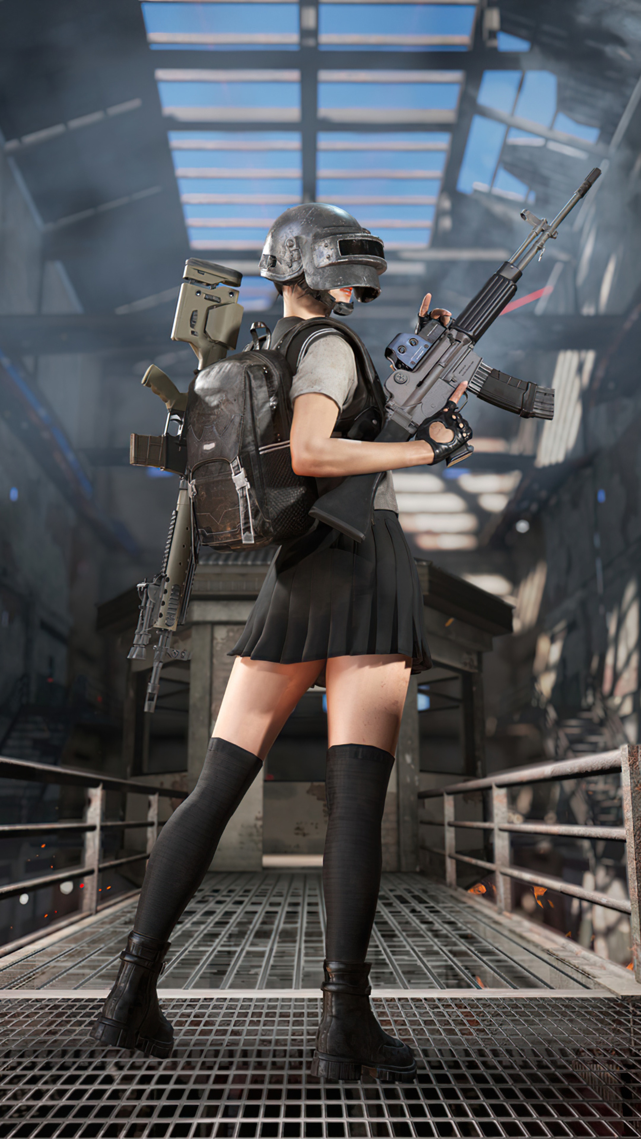 Player in PUBG holding a rifle HD Phone Wallpaper