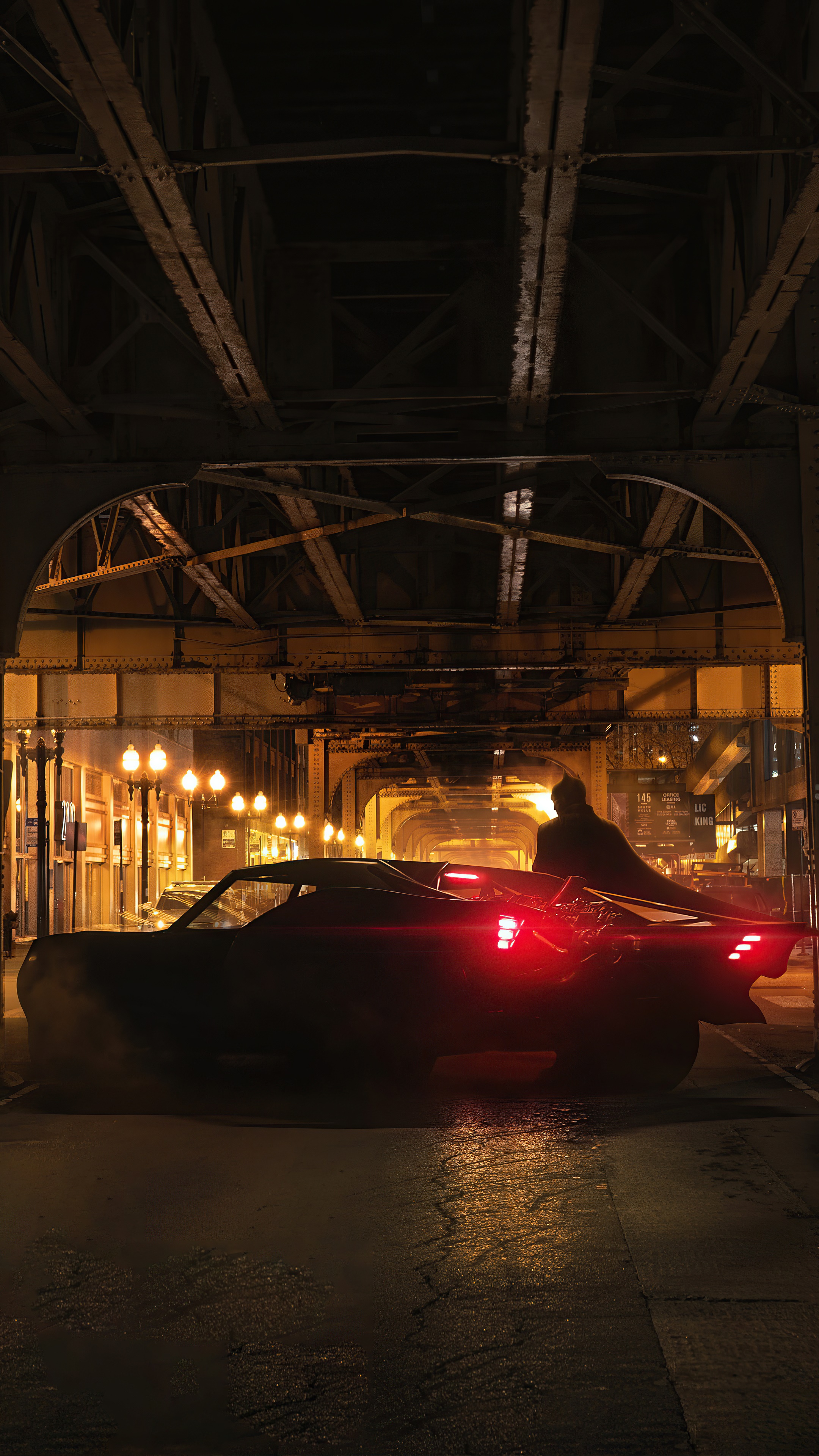 Batman from DC Comics driving the Batmobile HD Phone Wallpaper