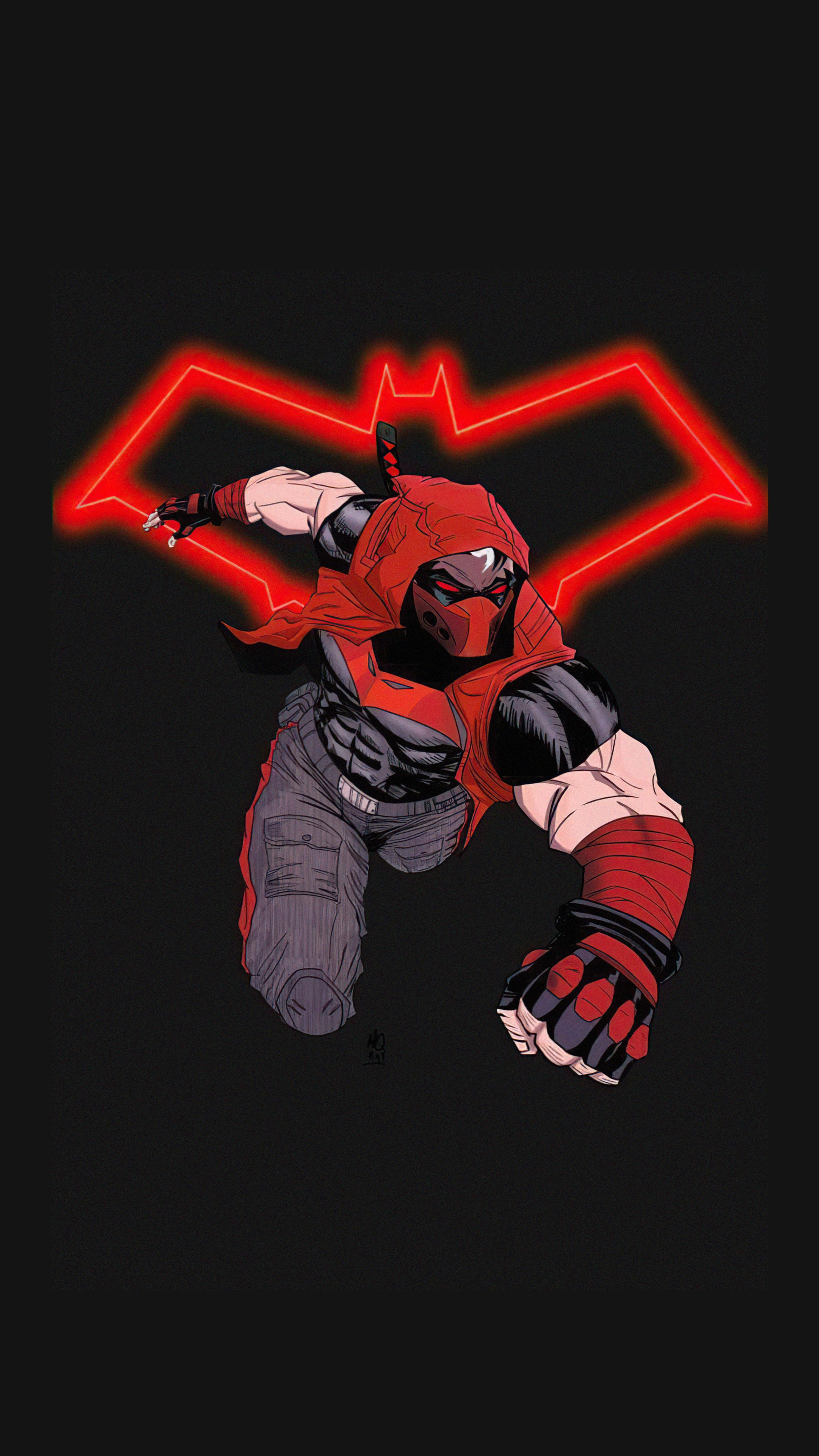 Red Hood with Batman Symbol HD Phone Wallpaper