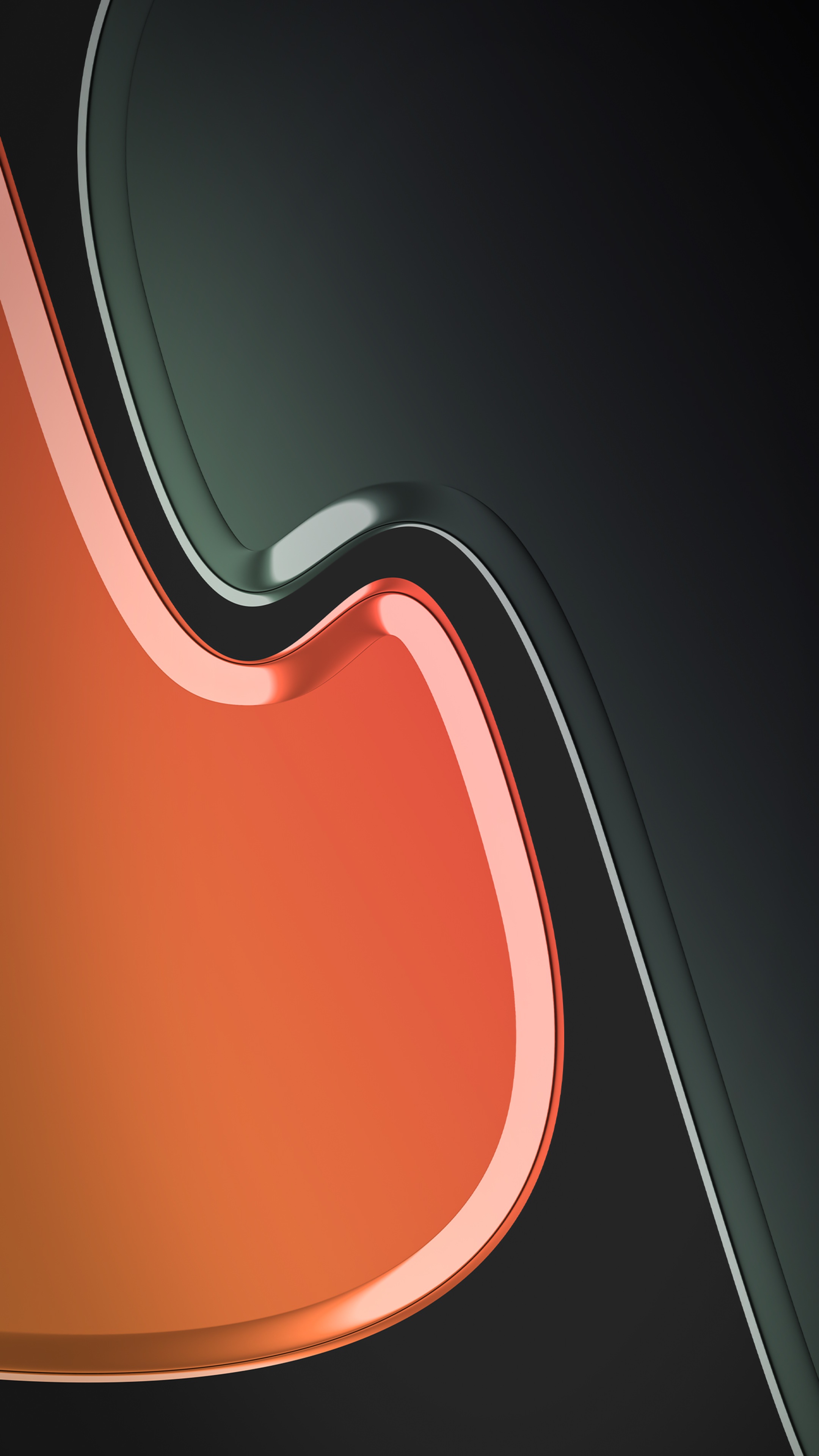 Abstract digital art with orange and dark gray curves HD Phone Wallpaper