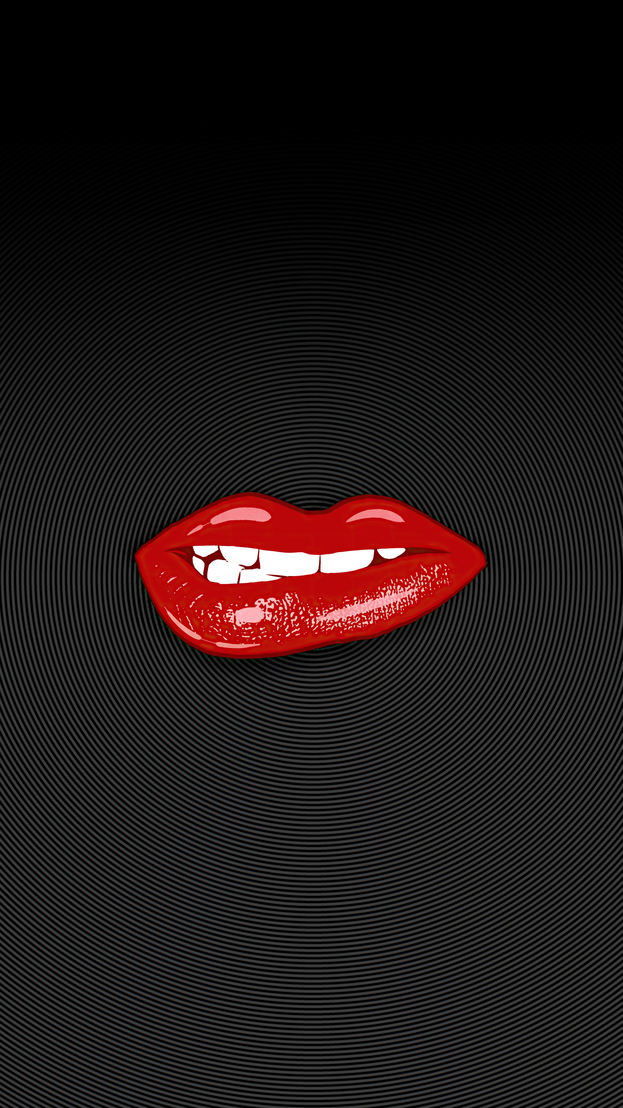 Red lips on a dark background HD Phone Wallpaper