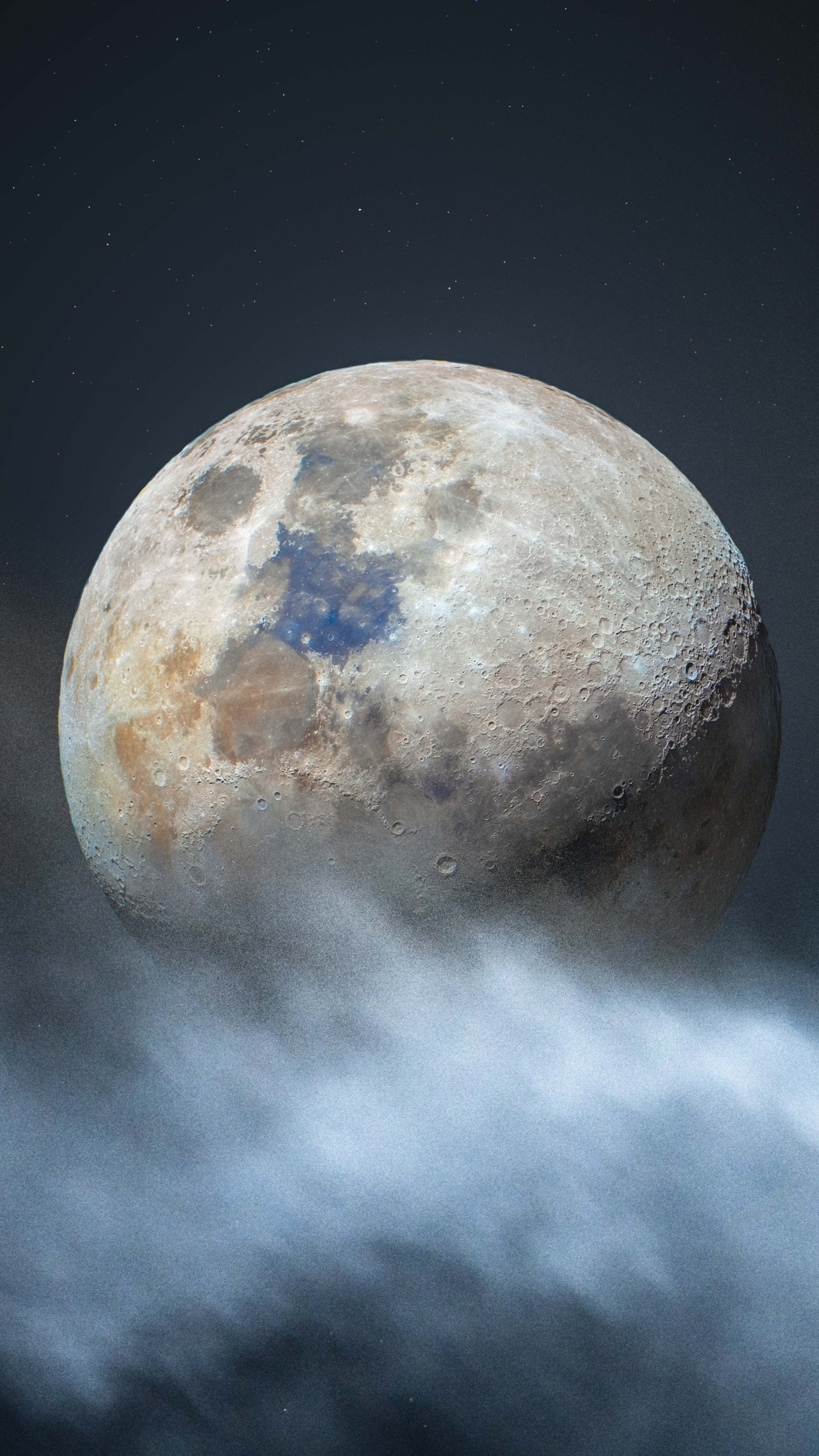 Moon with clouds and stars HD Phone Wallpaper