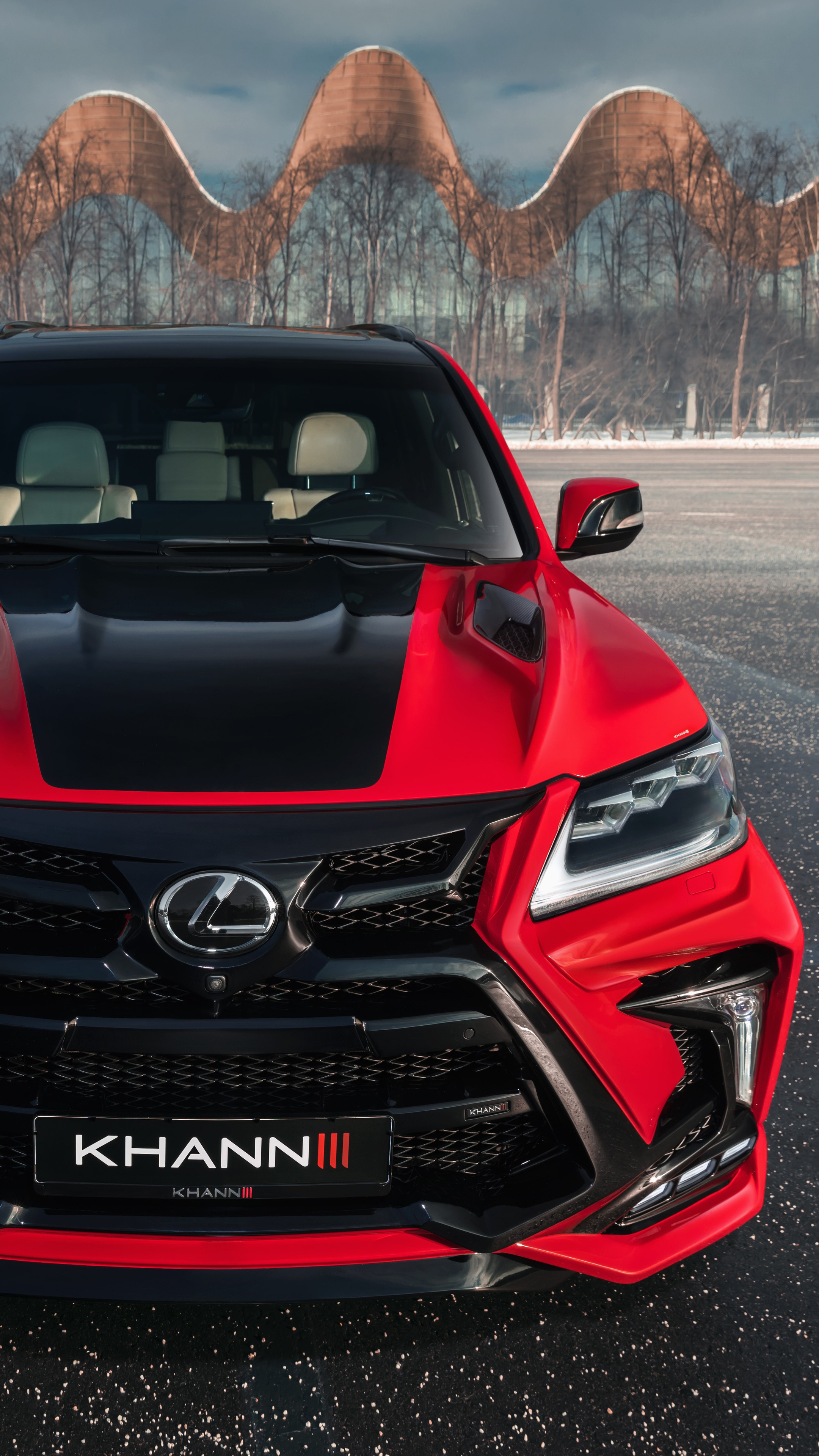Red Lexus LX with KHANN III body kit HD Phone Wallpaper