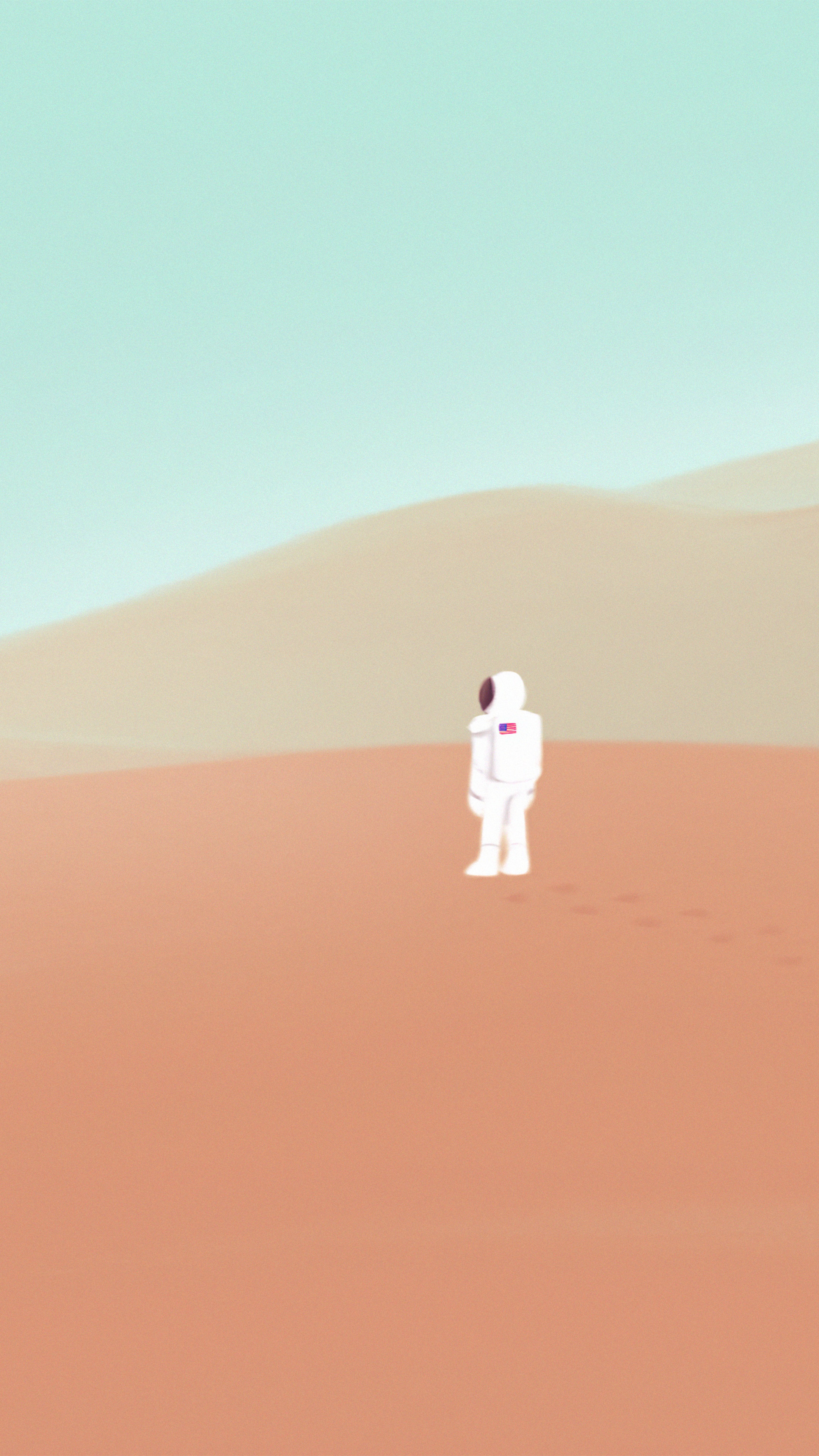 Minimalist astronaut on a desert planet HD Phone Wallpaper