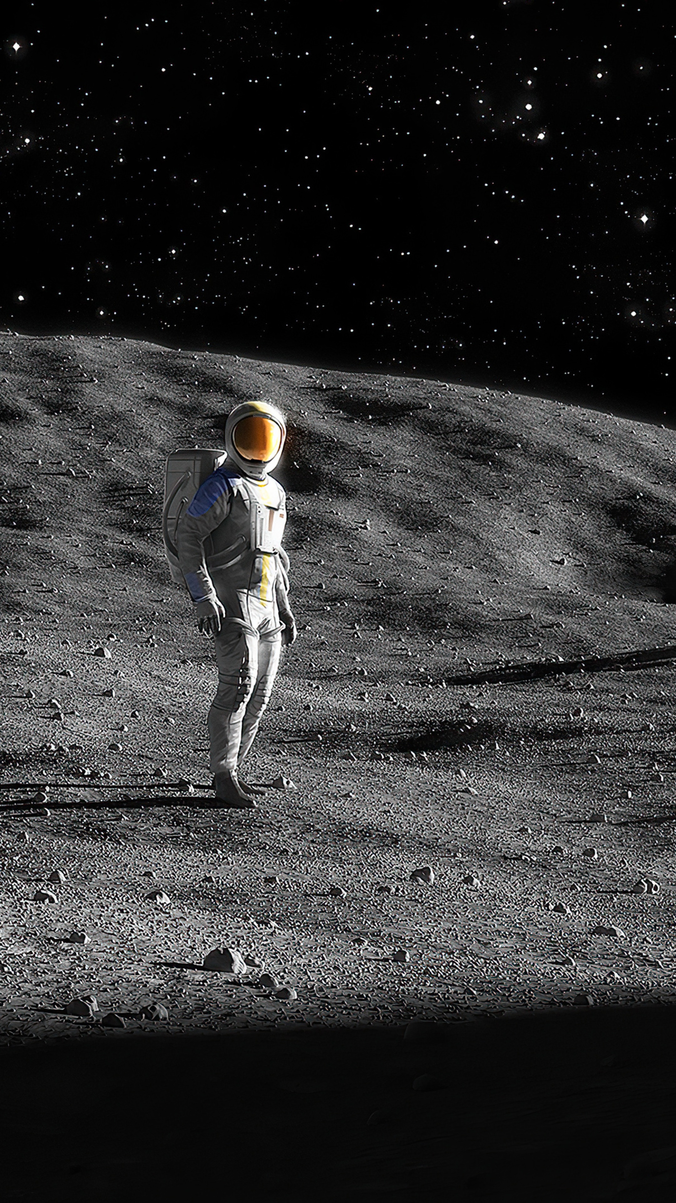 Astronaut on the Moon with Stars HD Phone Wallpaper