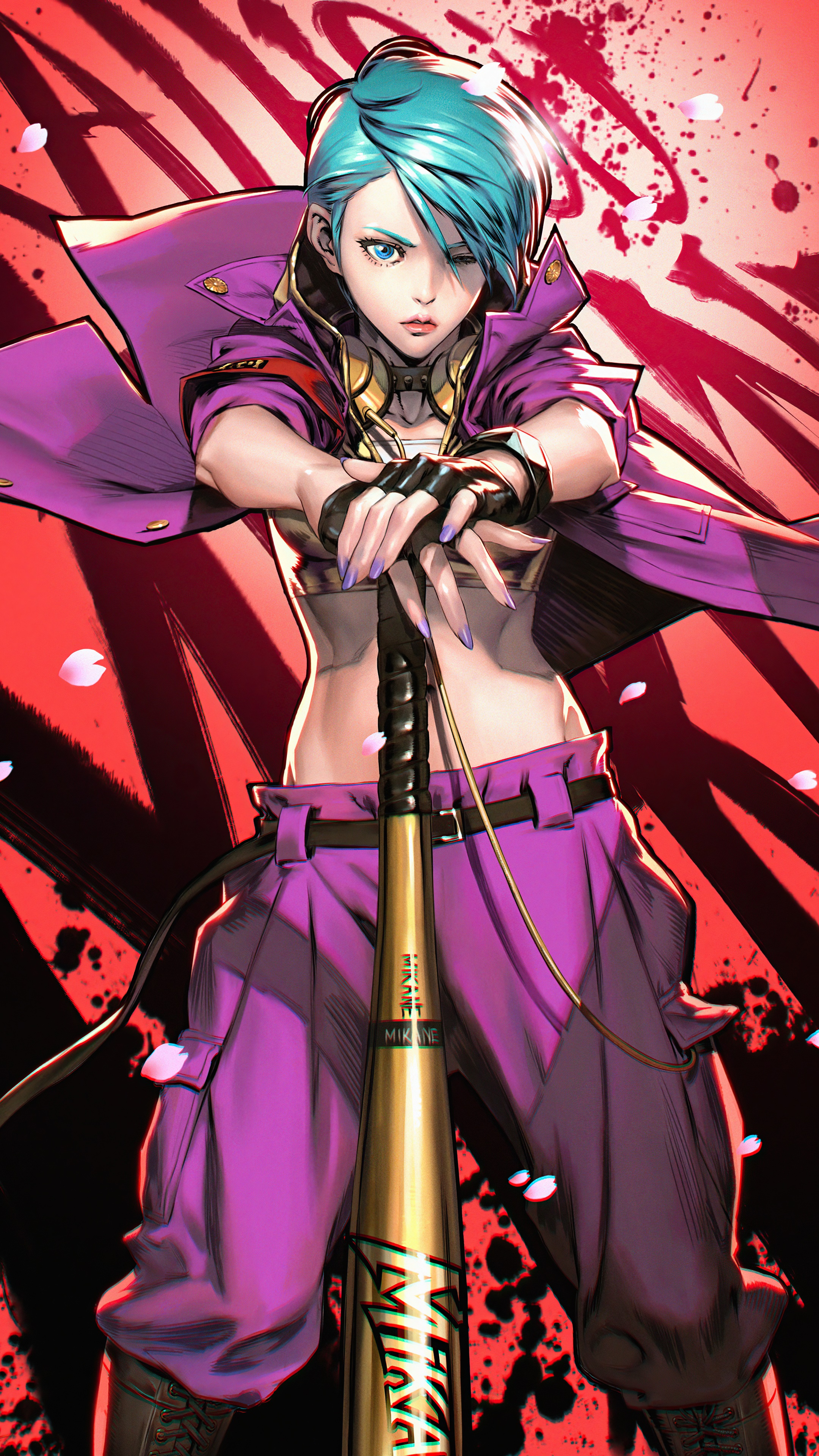 Mika from Street Fighter holding a baseball bat HD Phone Wallpaper