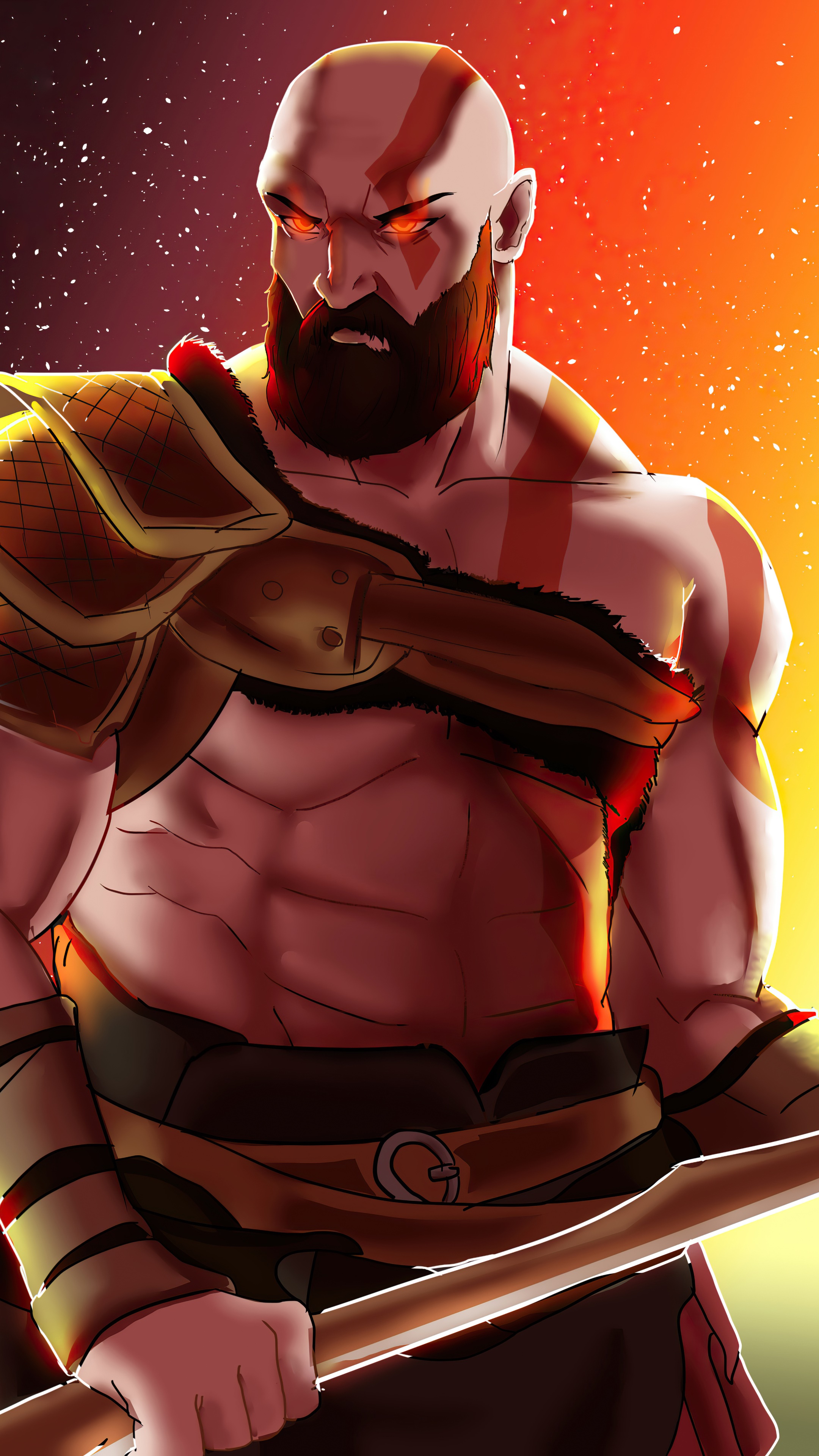 Kratos from God of War artwork HD Phone Wallpaper