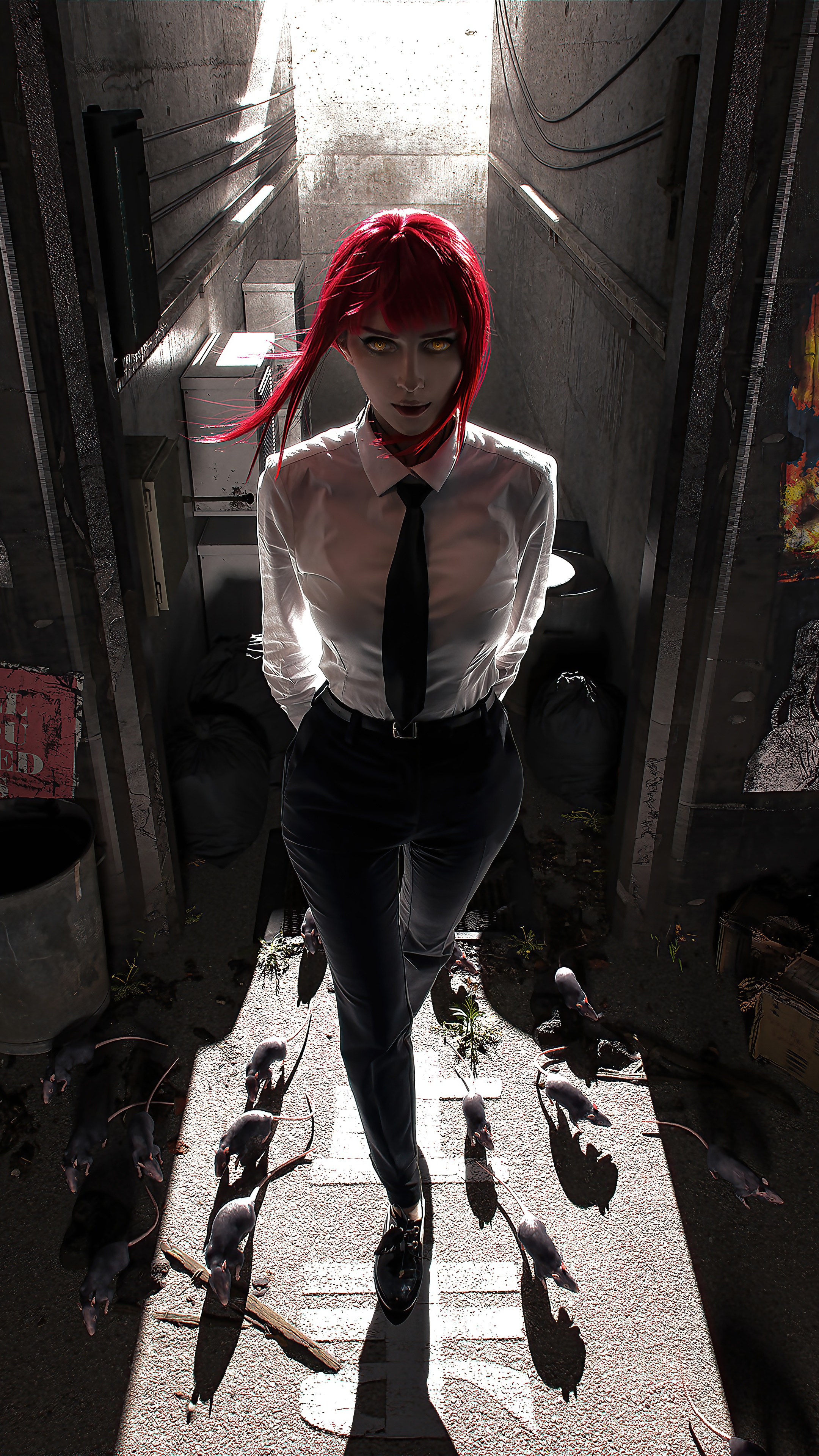 Makima from Chainsaw Man in an alleyway HD Phone Wallpaper