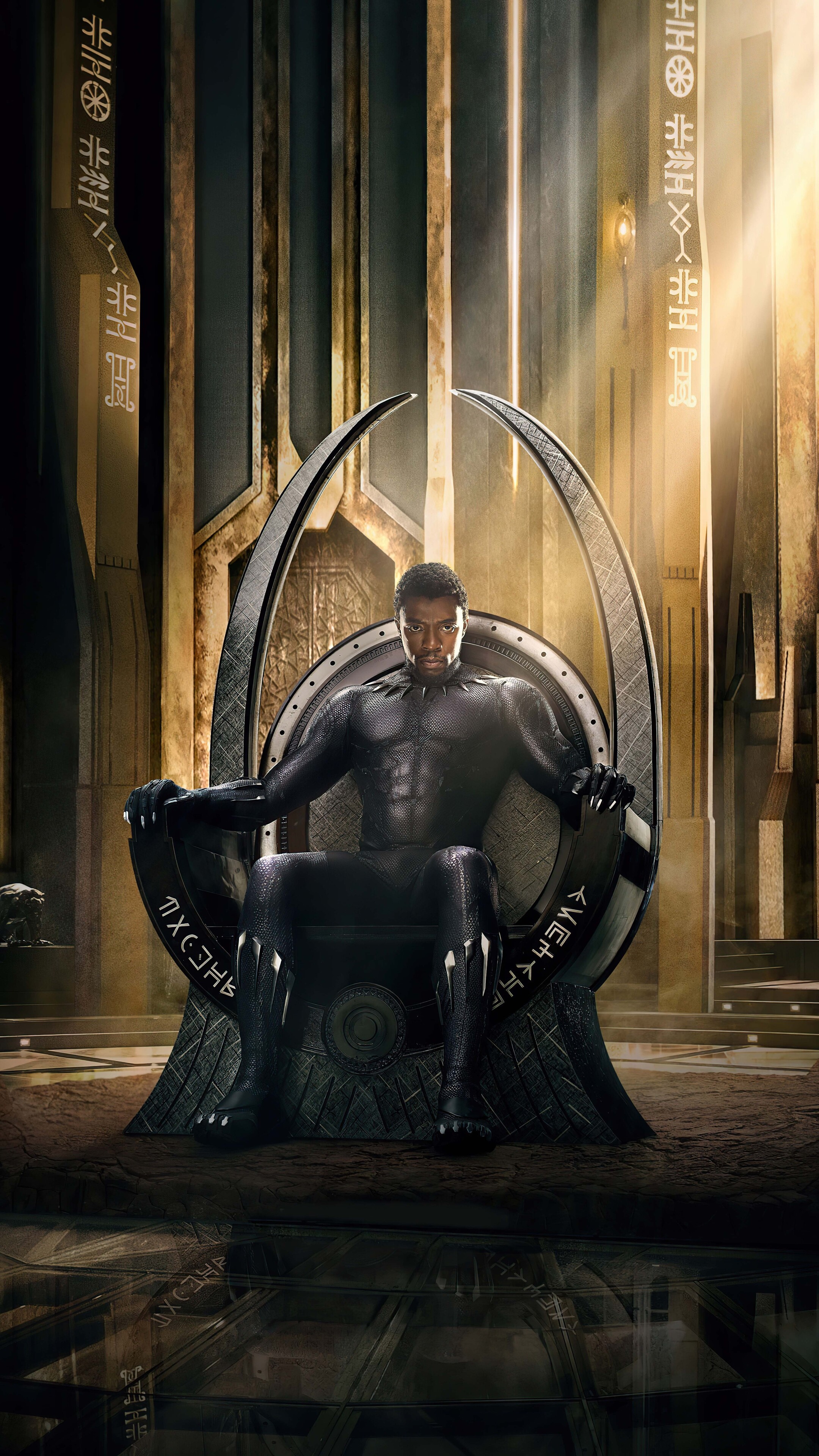 Black Panther from Black Panther sitting on a throne HD Phone Wallpaper