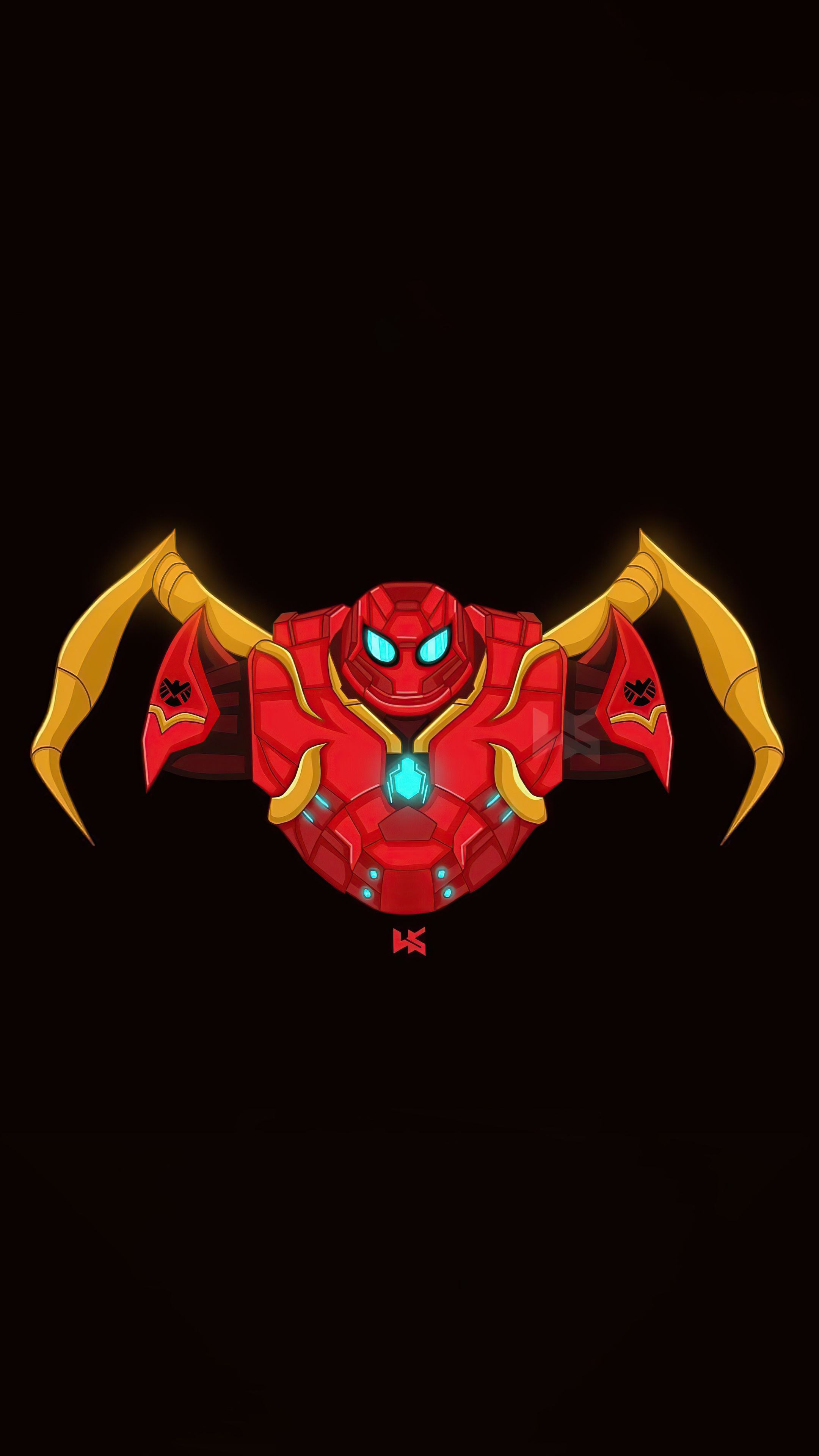 Minimalist Iron Man Spider-Man Hybrid Artwork HD Phone Wallpaper
