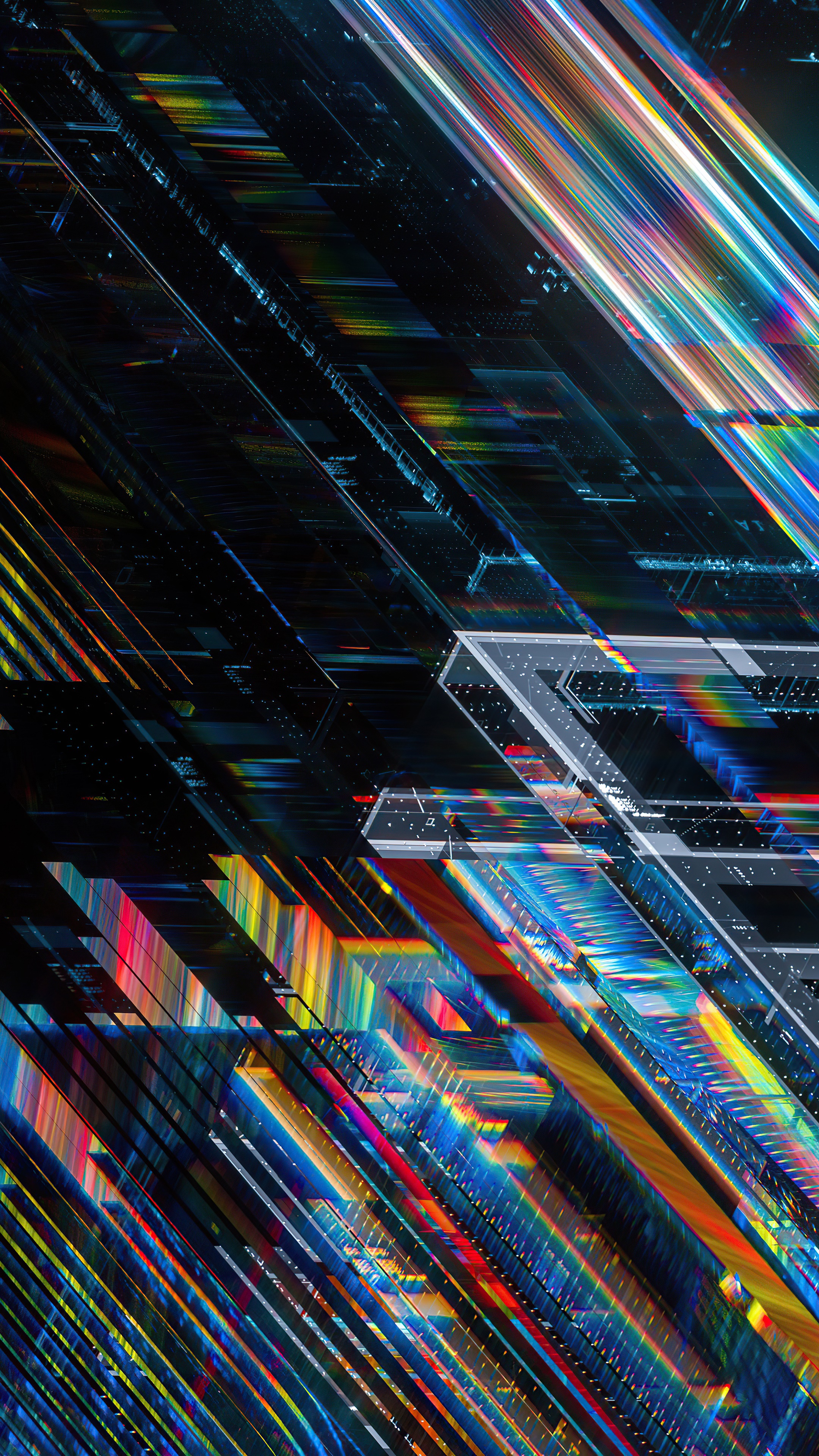 Abstract digital art with colorful light streaks HD Phone Wallpaper
