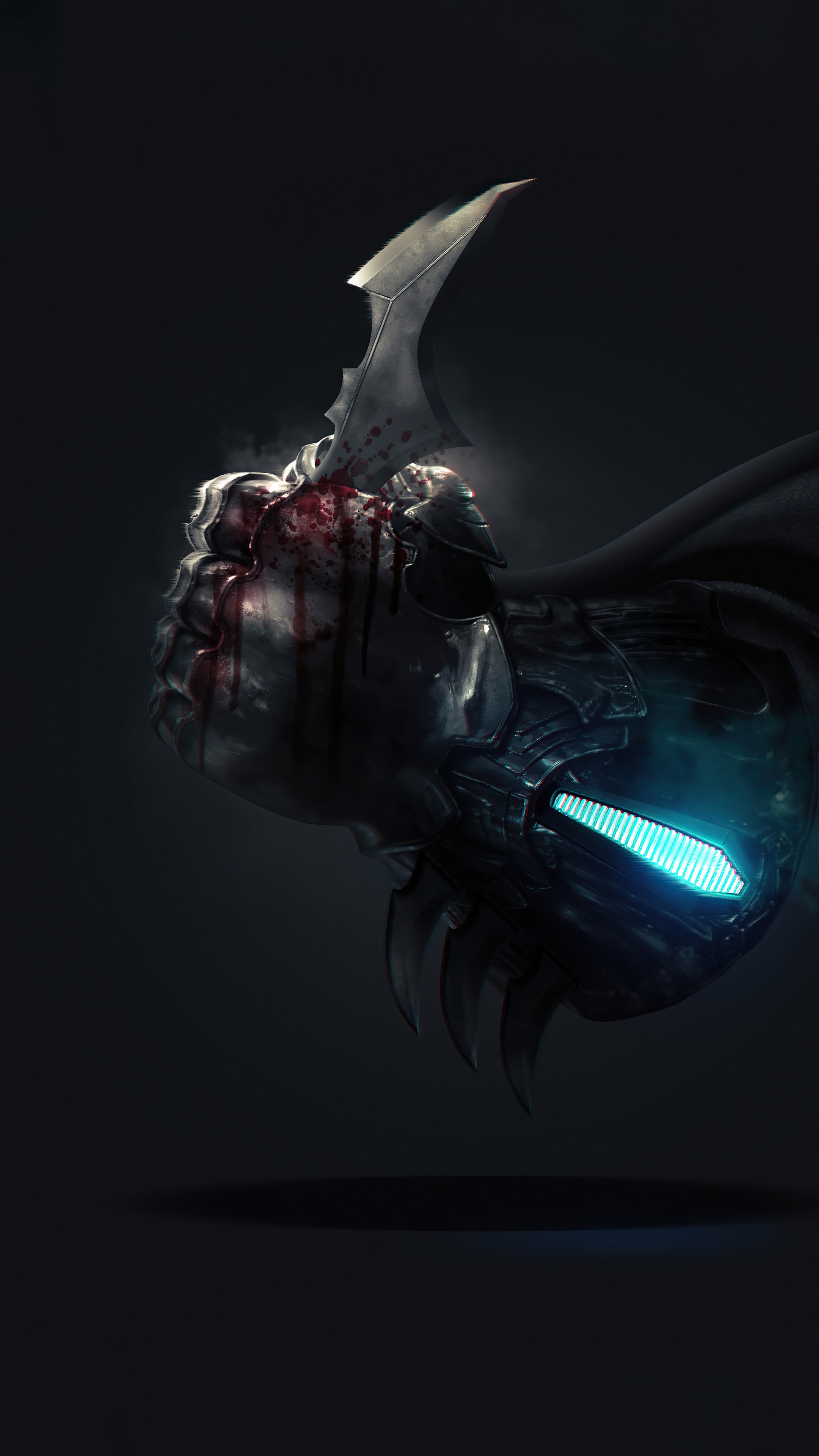 Batman from DC Comics with a bloody Batarang HD Phone Wallpaper
