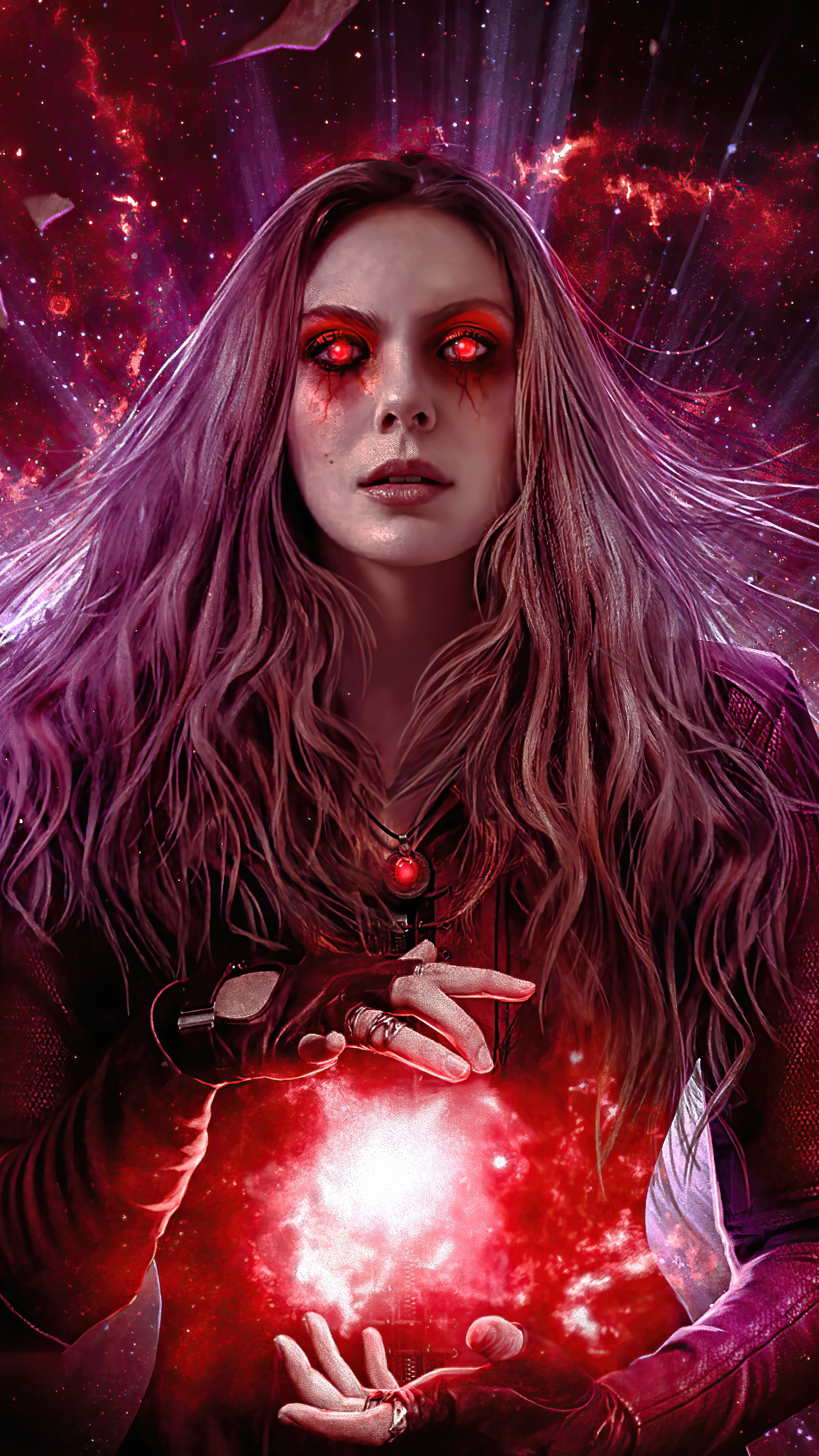 Scarlet Witch from Wanda Vision 4K poster HD Phone Wallpaper