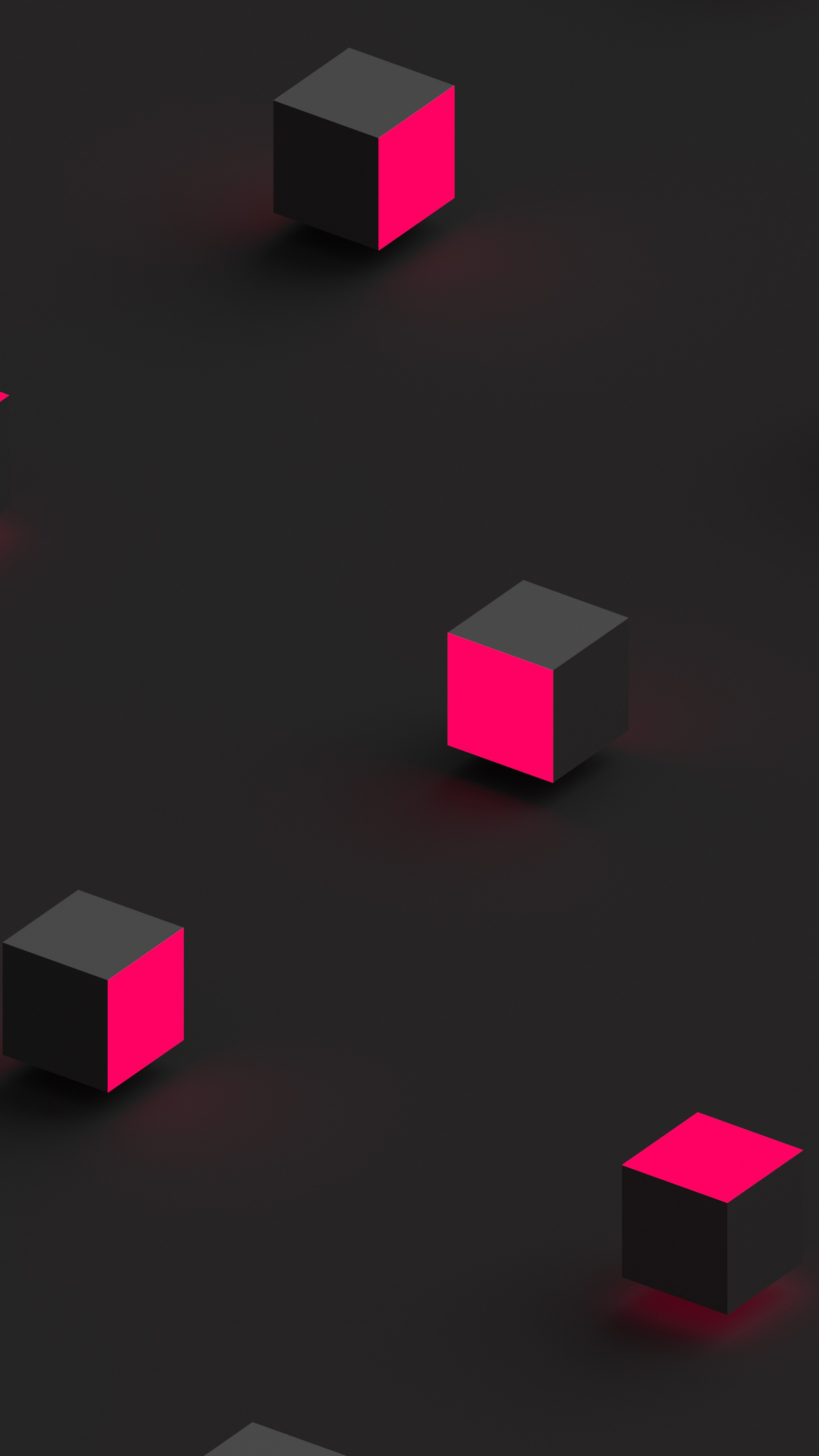 Abstract dark cubes with pink light HD Phone Wallpaper