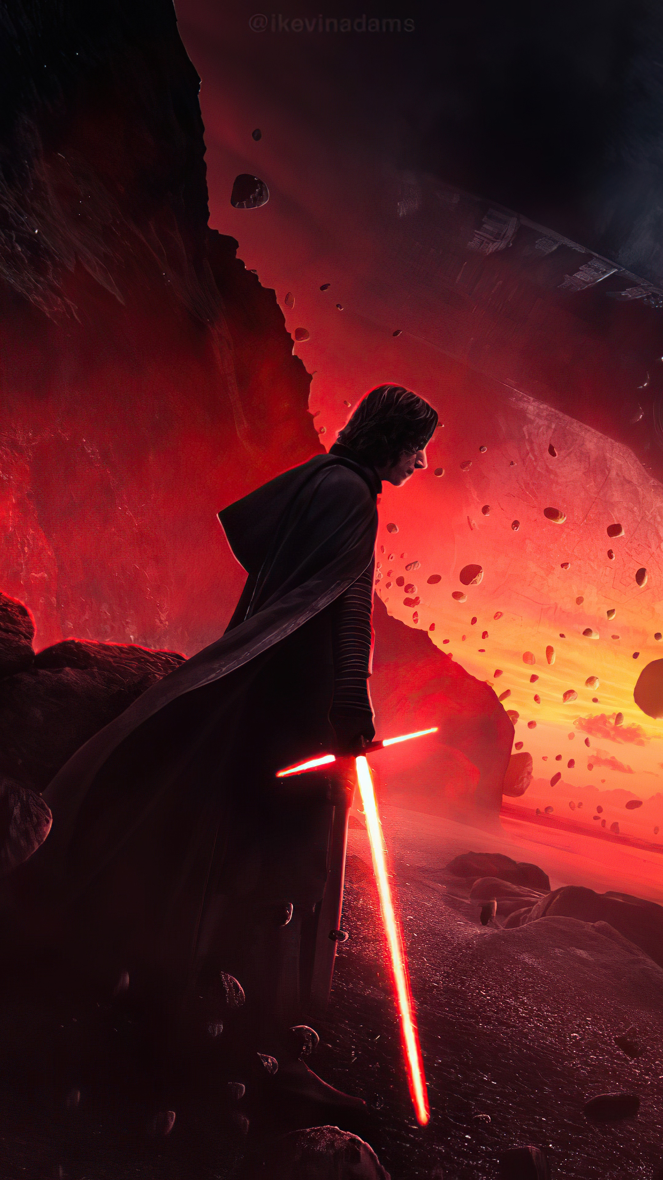 Kylo Ren from Star Wars with a lightsaber HD Phone Wallpaper