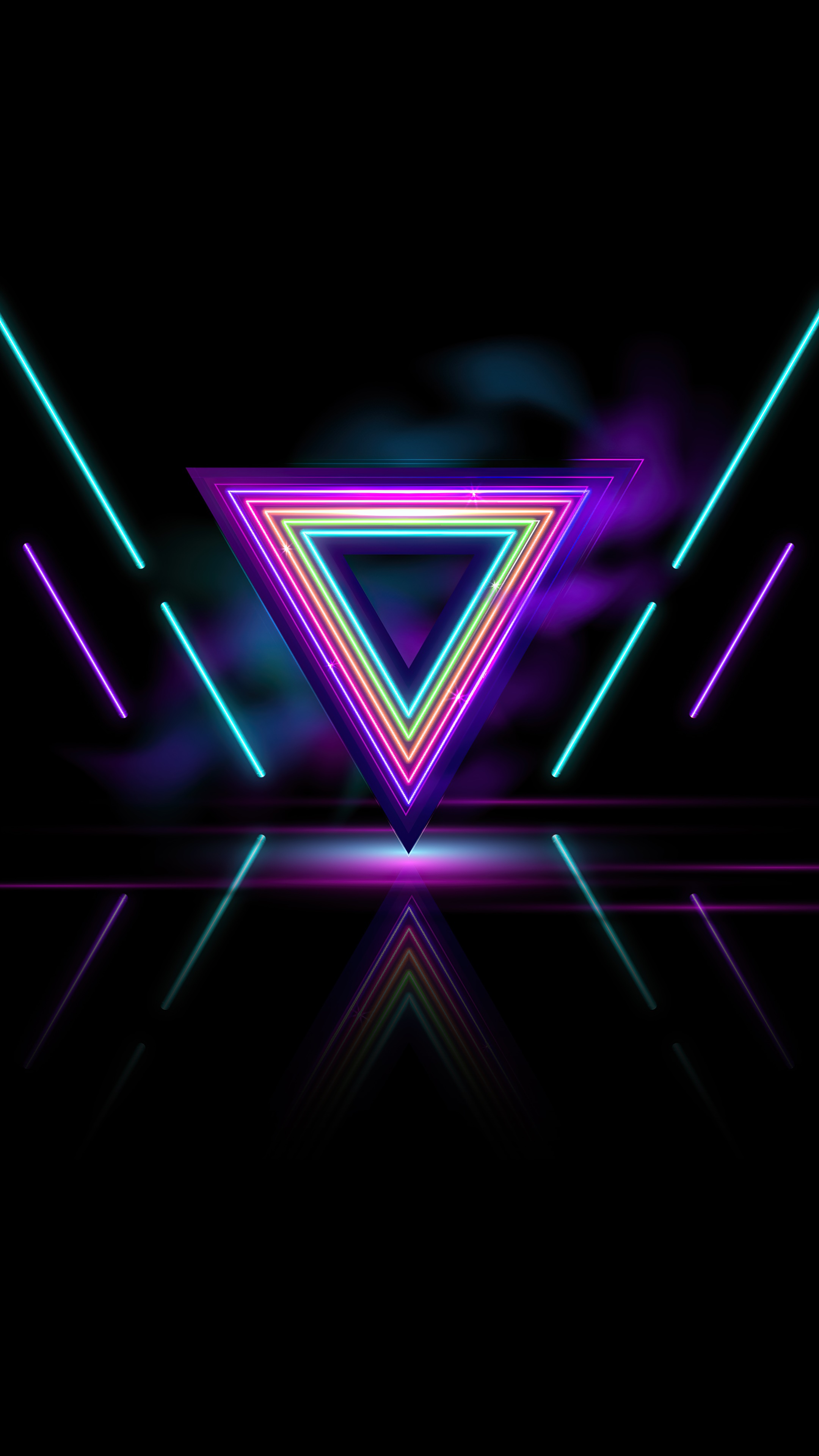 Neon triangle abstract digital art HD Phone Wallpaper