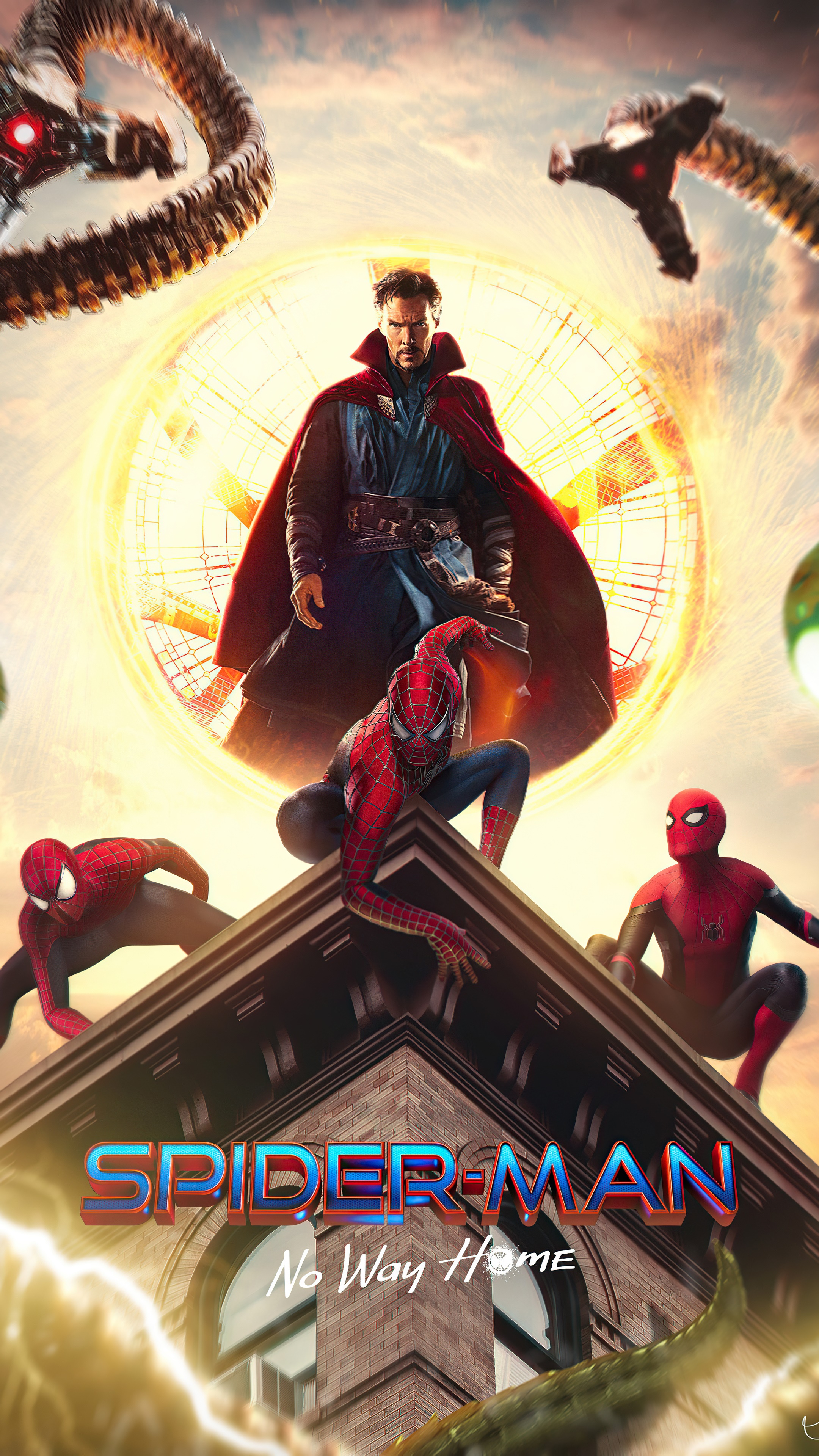 Spider-Man: No Way Home Poster with Doctor Strange HD Phone Wallpaper