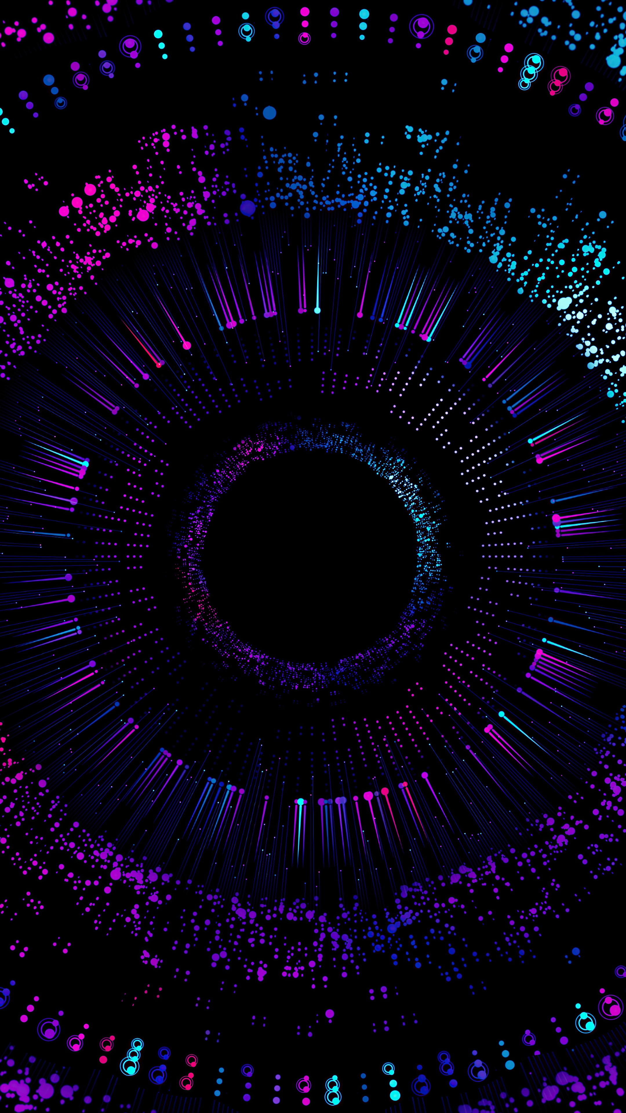 Abstract digital art with colorful particles and lights HD Phone Wallpaper