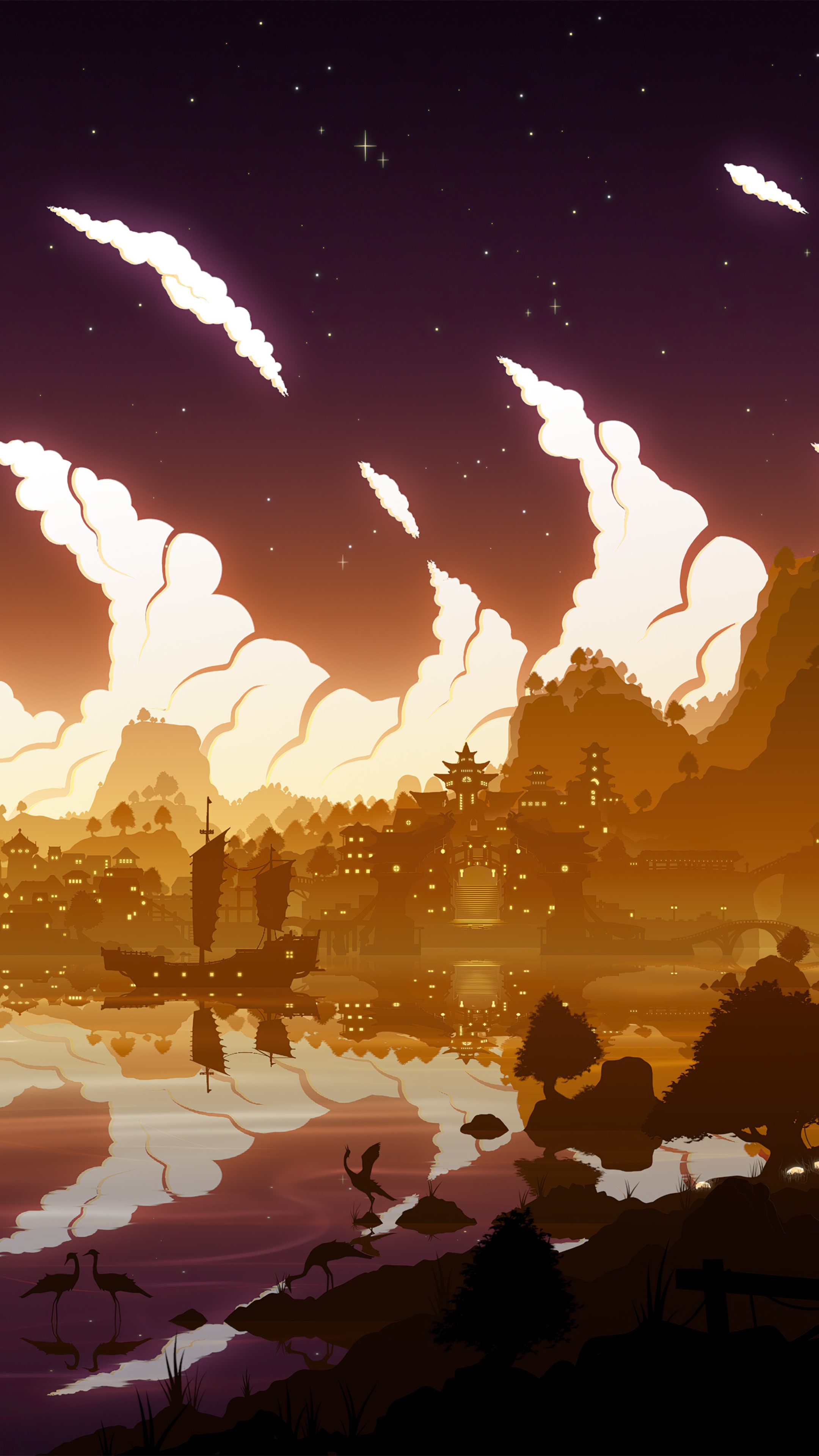 Genshin Impact game art with city and water HD Phone Wallpaper