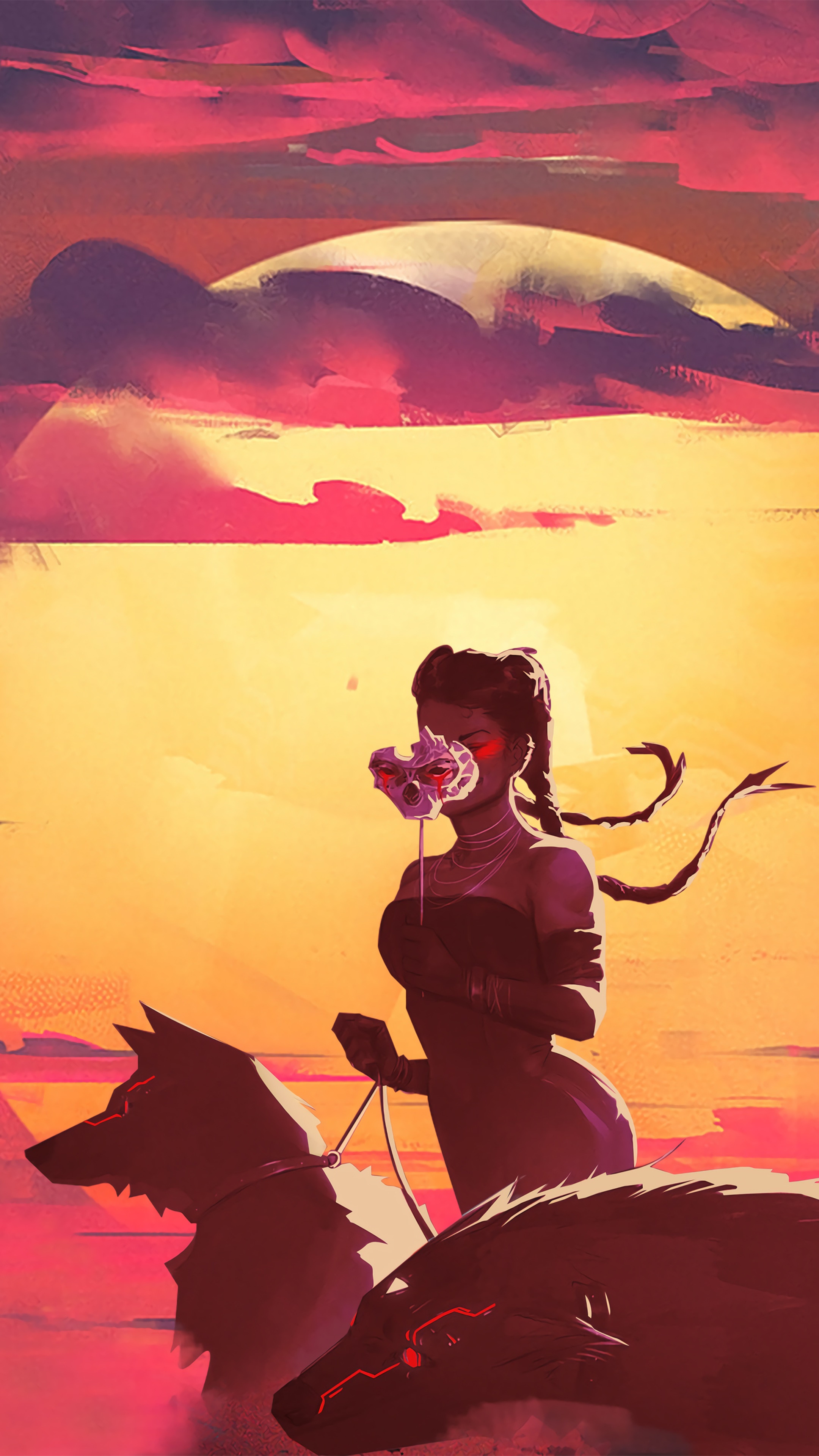 Woman with skull mask and wolves from Apex Legends 4K HD Phone Wallpaper