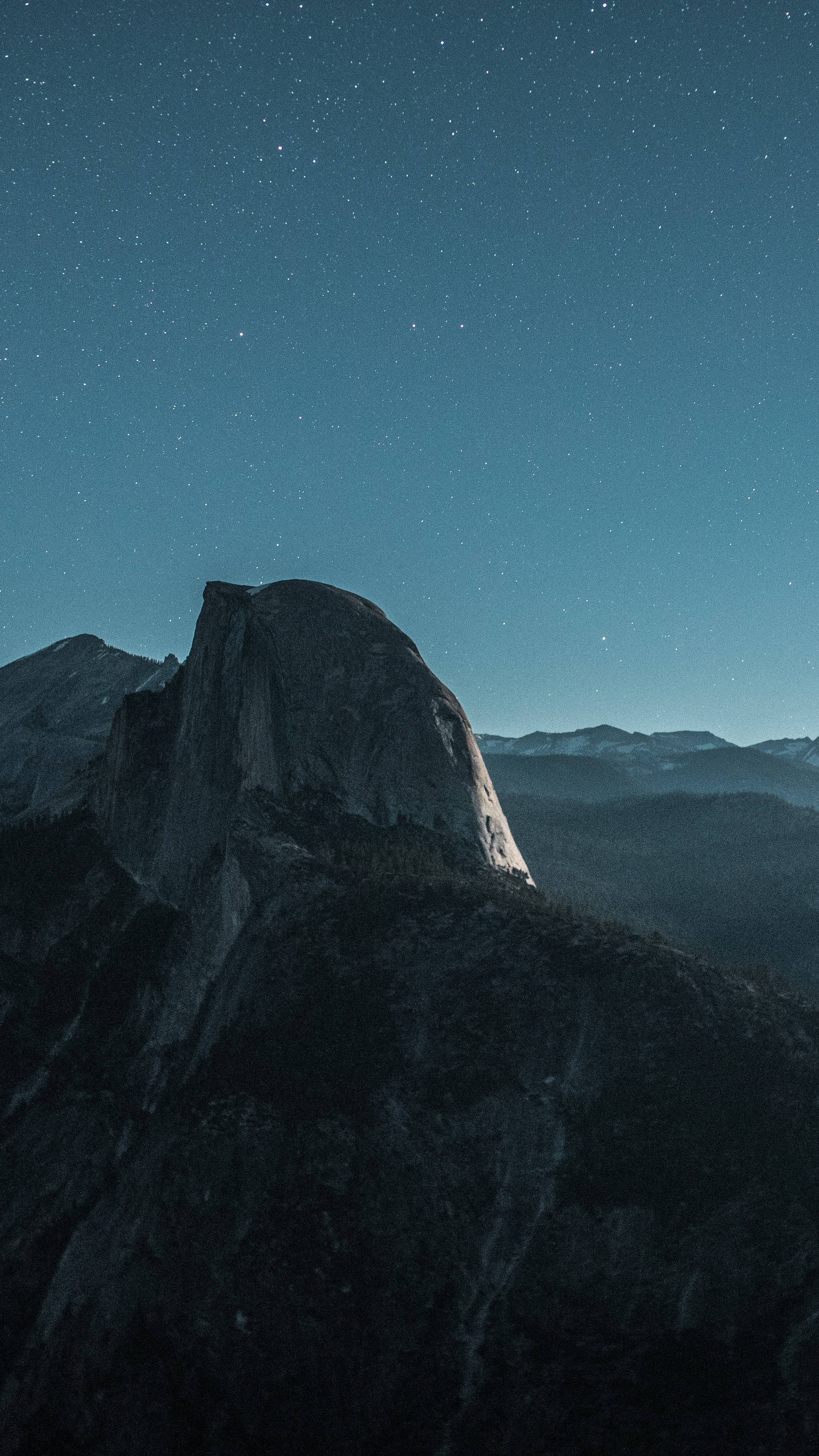 Half Dome mountain under starry night sky HD Phone Wallpaper
