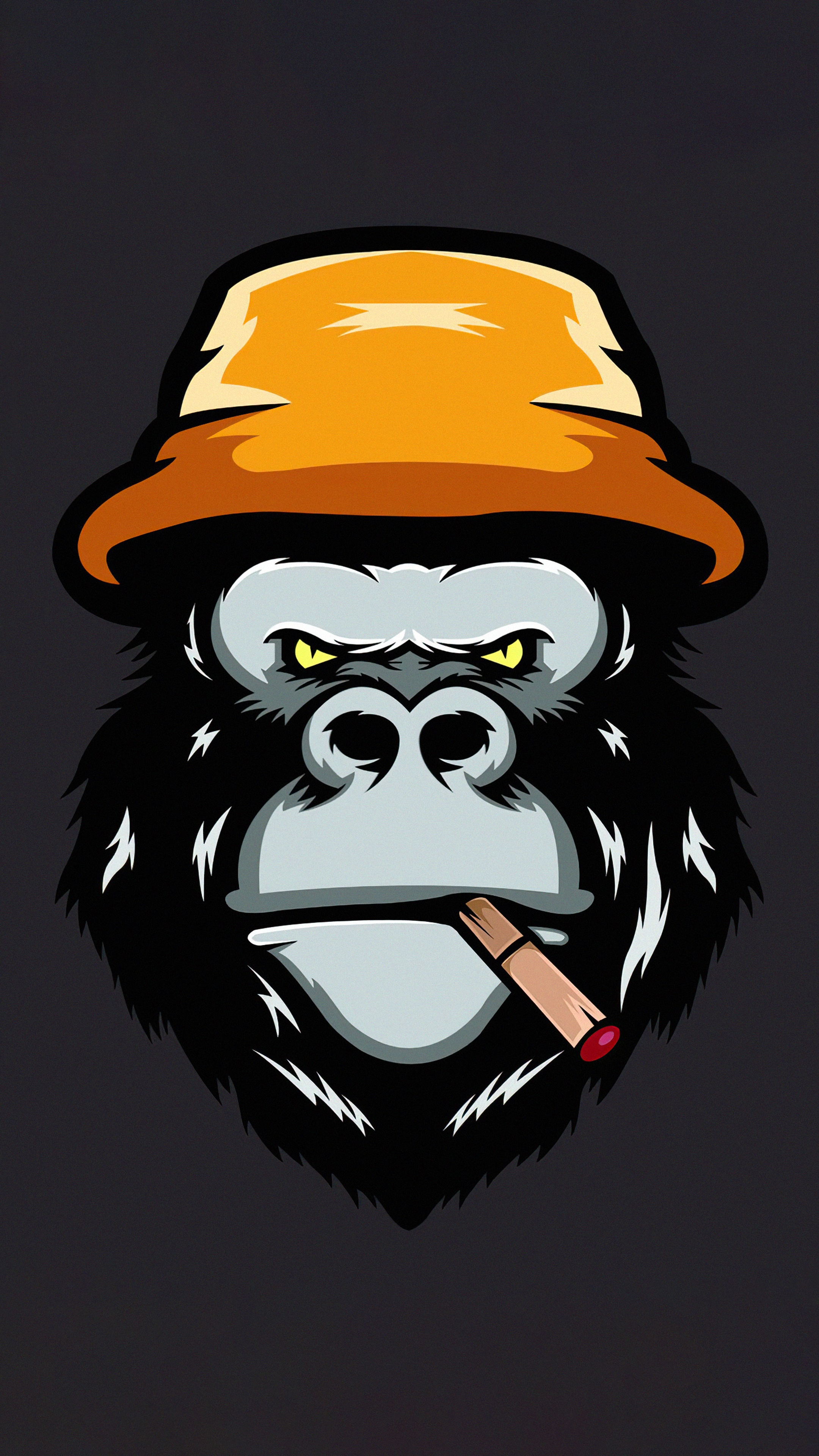 Minimalist Gorilla Artwork with Hat and Cigar HD Phone Wallpaper