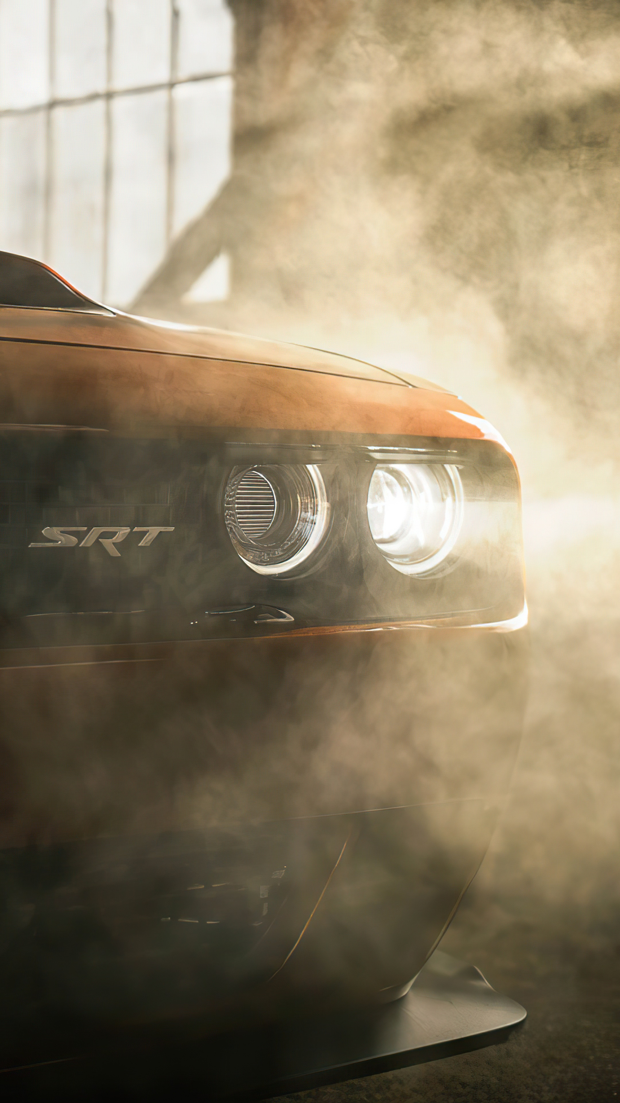 Dodge Challenger SRT with smoke HD Phone Wallpaper