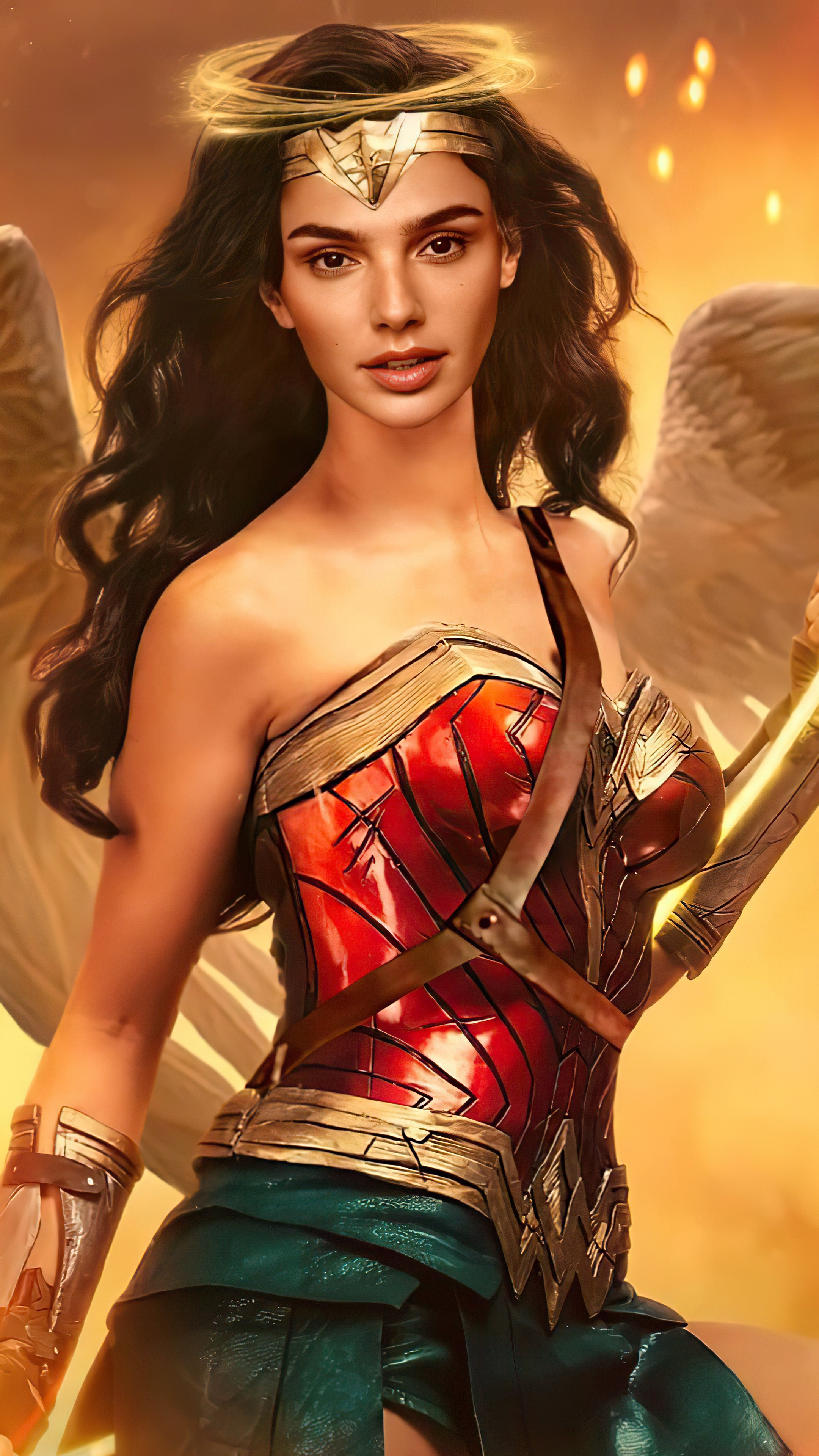 Wonder Woman with Halo and Wings HD Phone Wallpaper