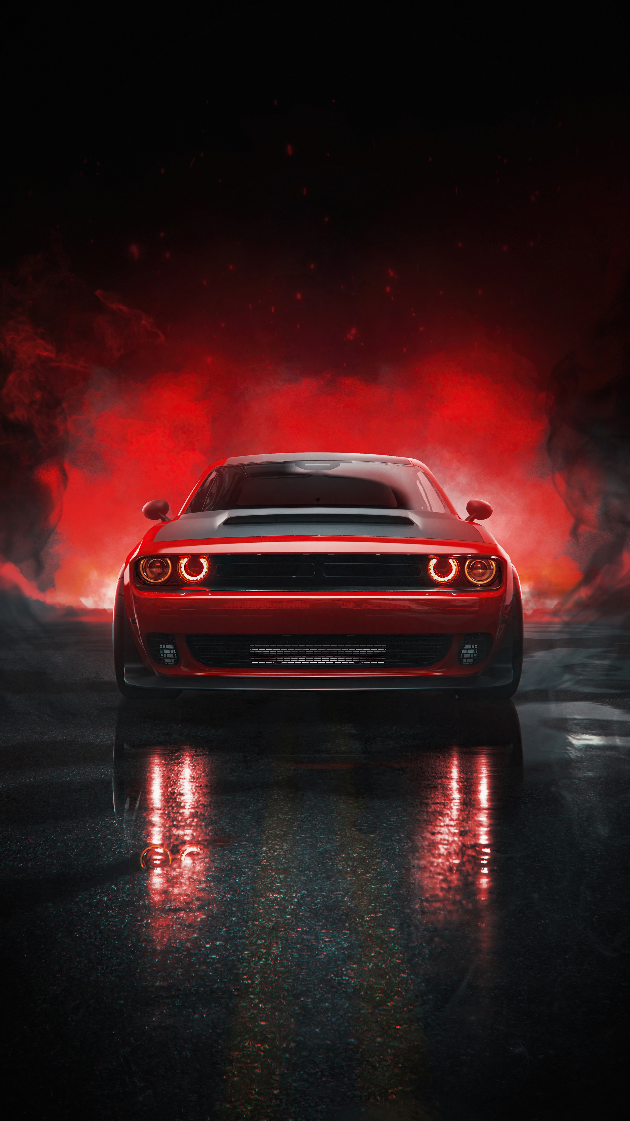 Red Dodge Challenger 4K HD Phone Wallpaper