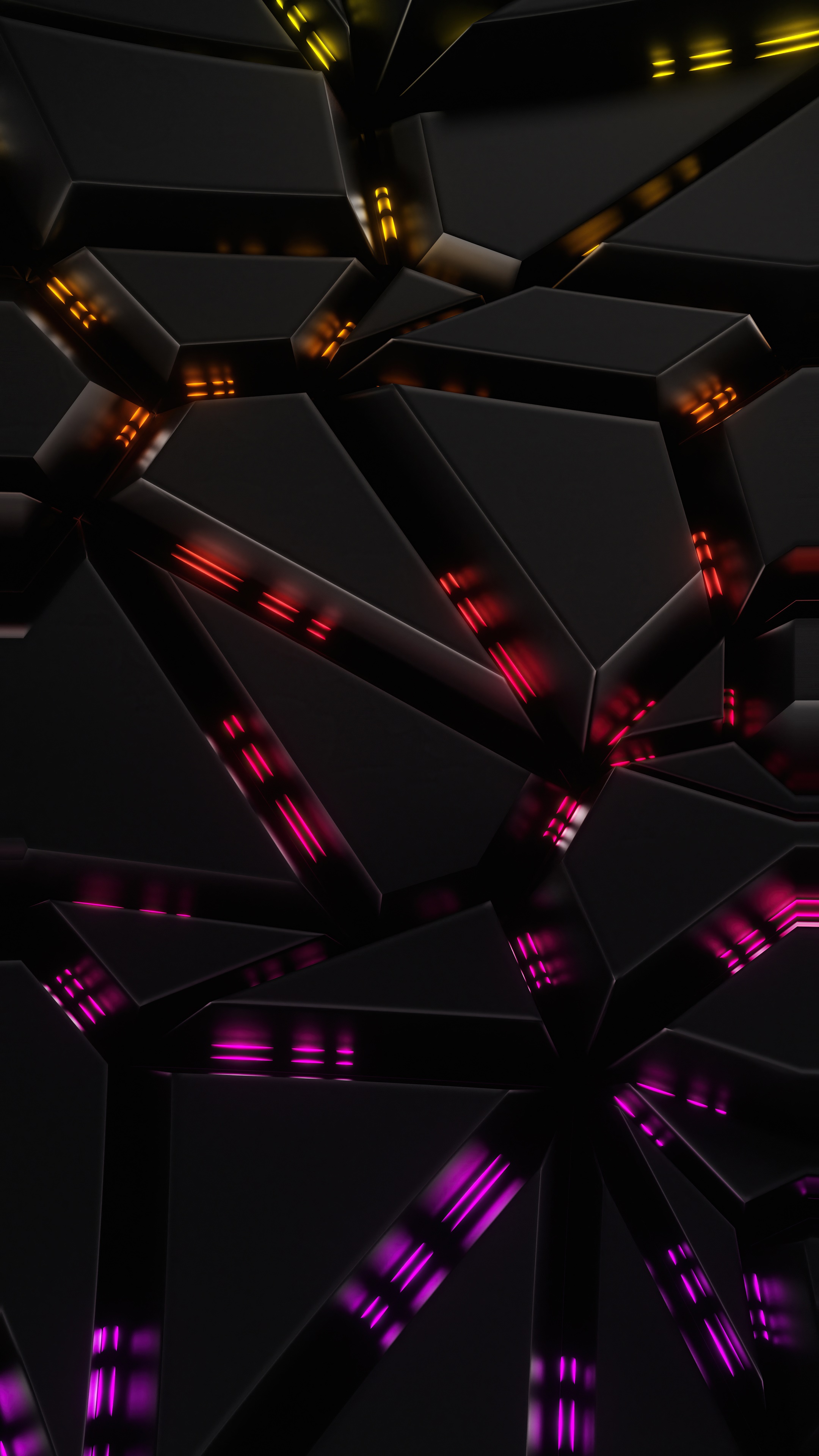 Abstract digital art with glowing geometric shapes HD Phone Wallpaper