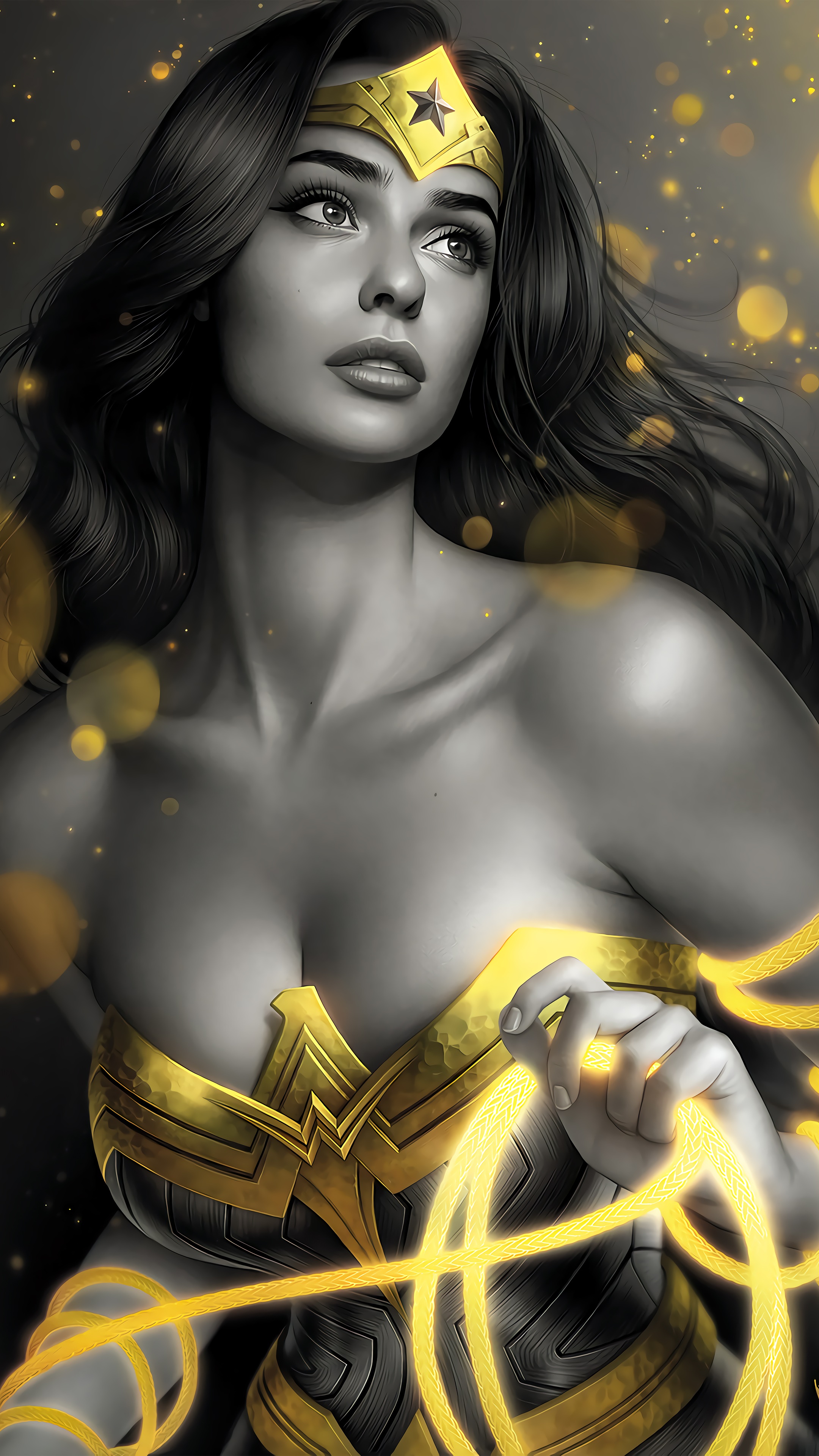 Wonder Woman with Lasso of Truth 4K HD Phone Wallpaper