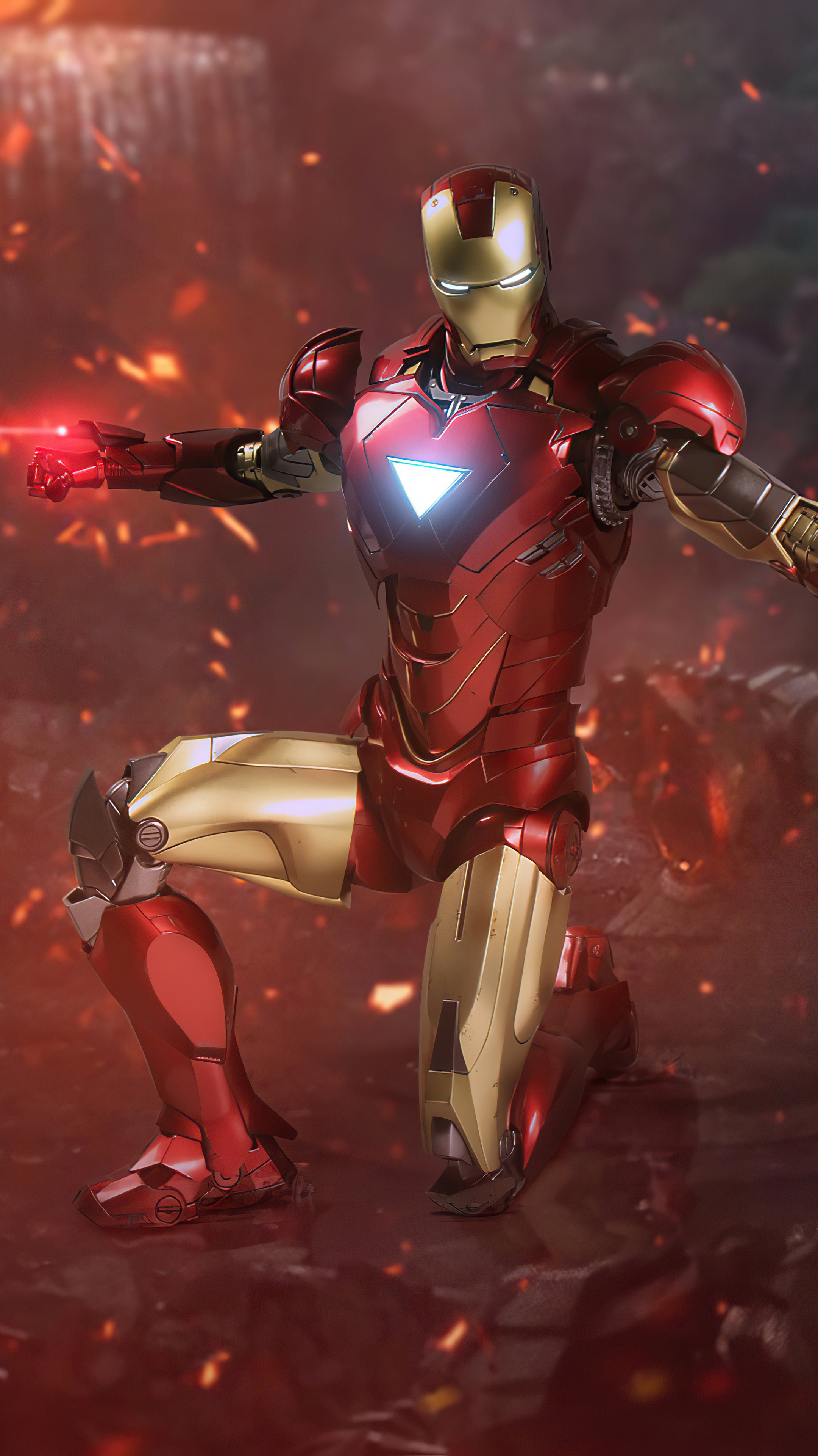 Iron Man in a battle scene HD Phone Wallpaper