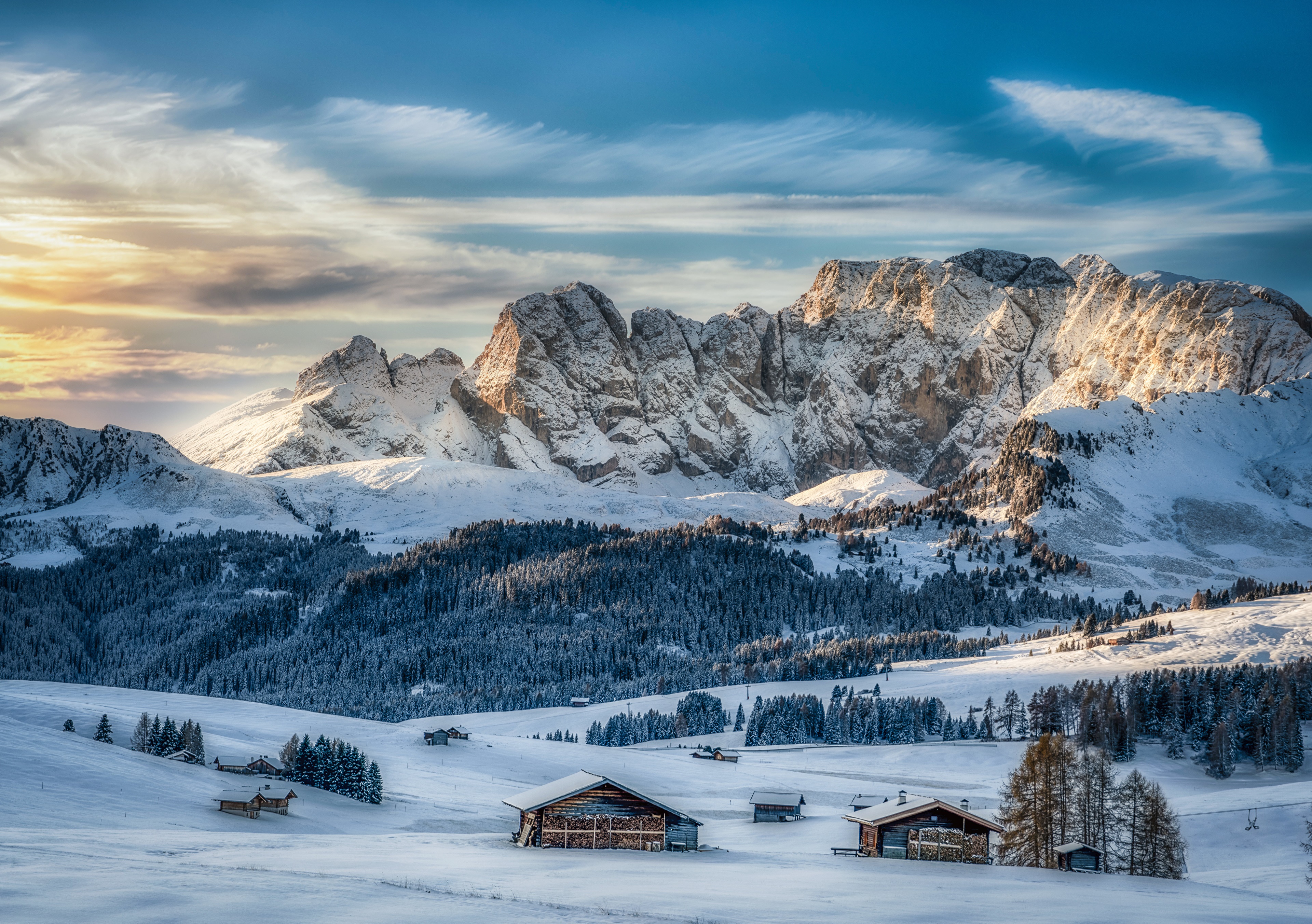 Snowy Dolomites Mountains in Italy HD Wallpaper
