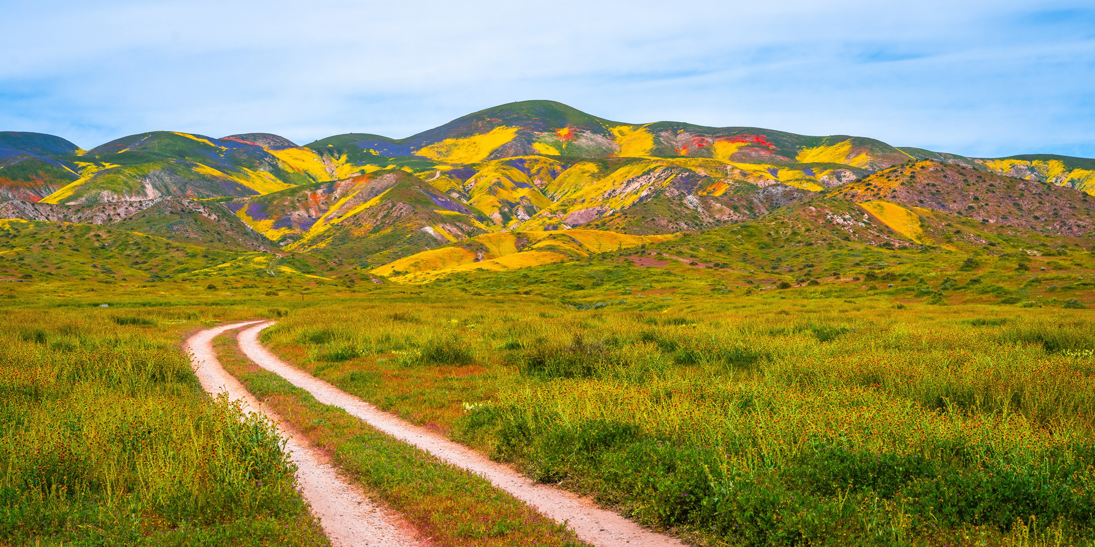 Carrizo Plain National Monument California Mountains Road HD Wallpaper