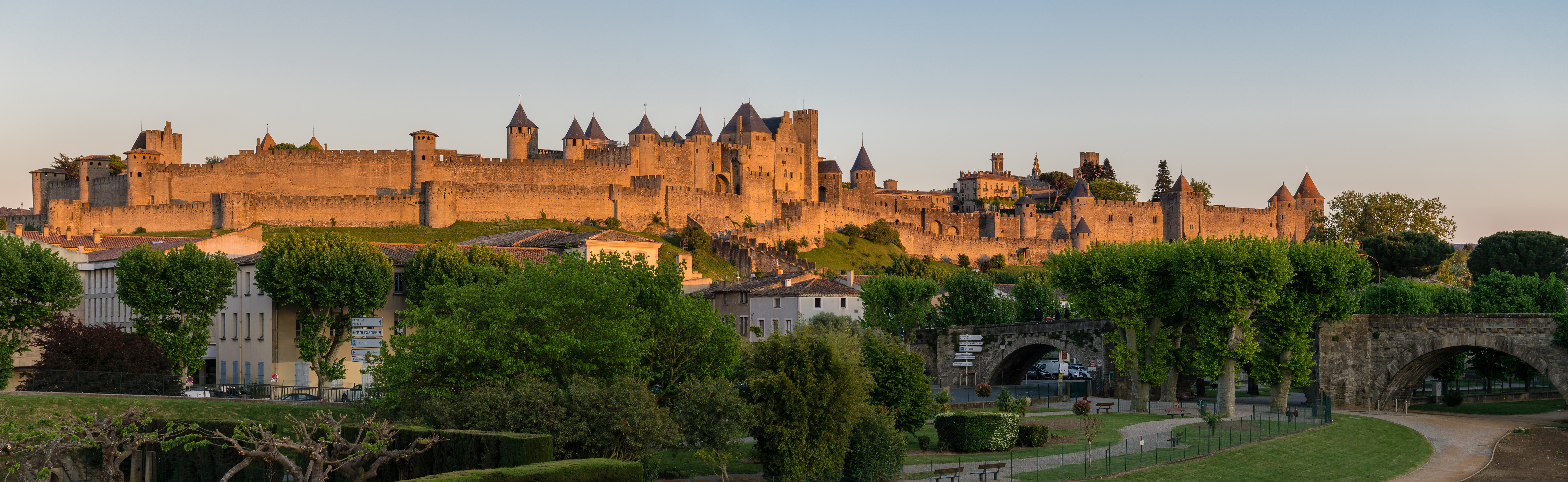 Carcassonne Fortress Panorama in Occitanie, France HD Wallpaper
