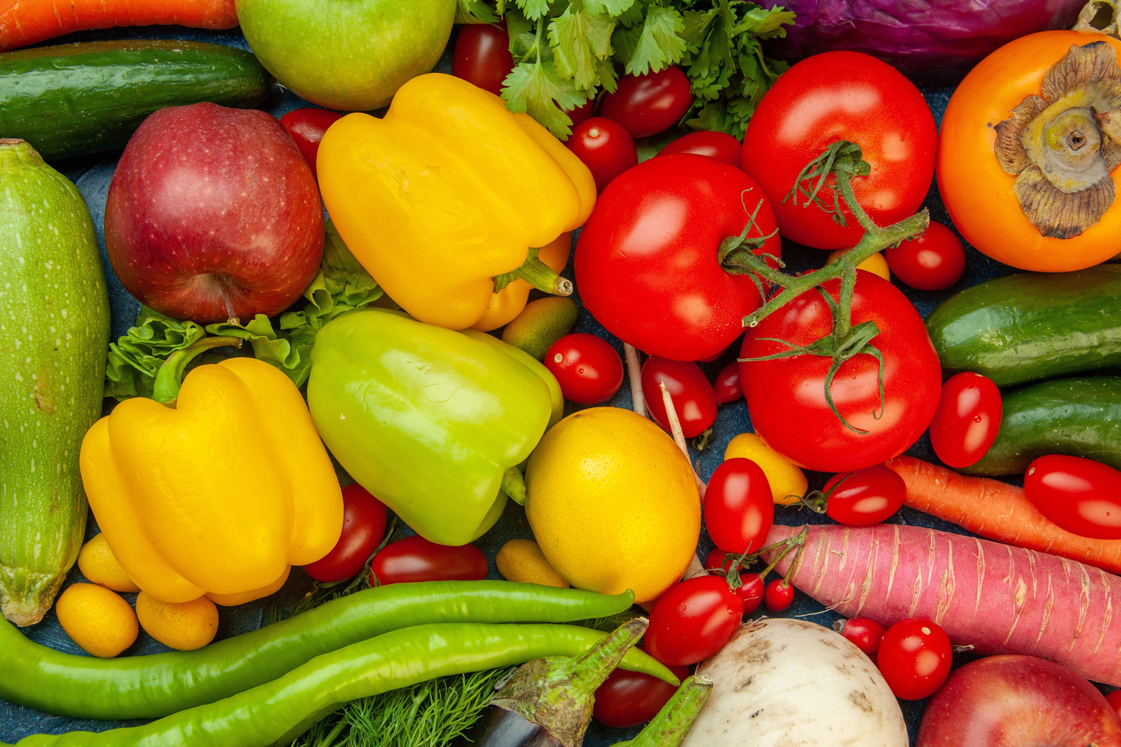 Assortment of fresh fruits and vegetables HD Wallpaper