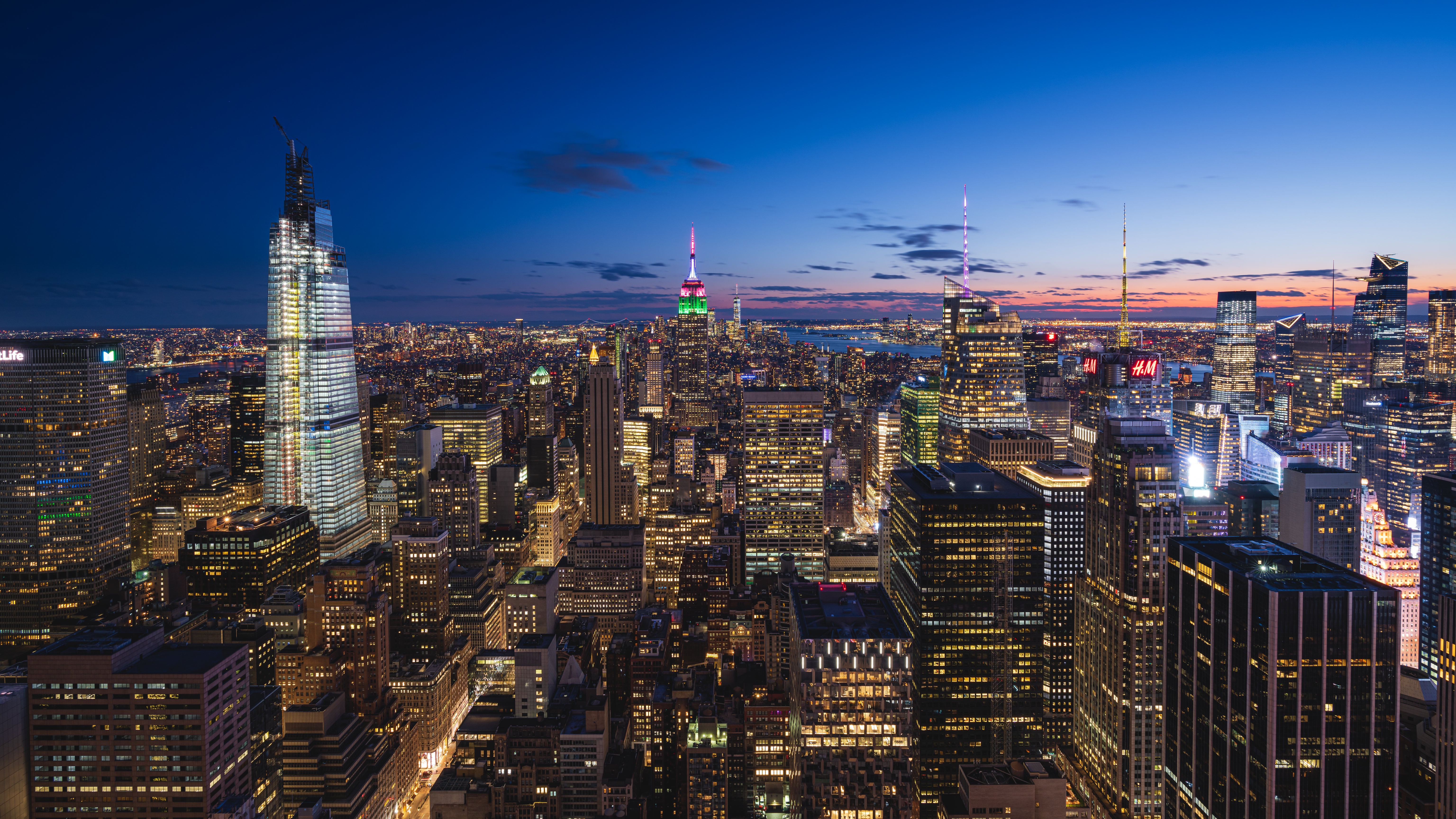 New York City Skyline at Dusk HD Wallpaper