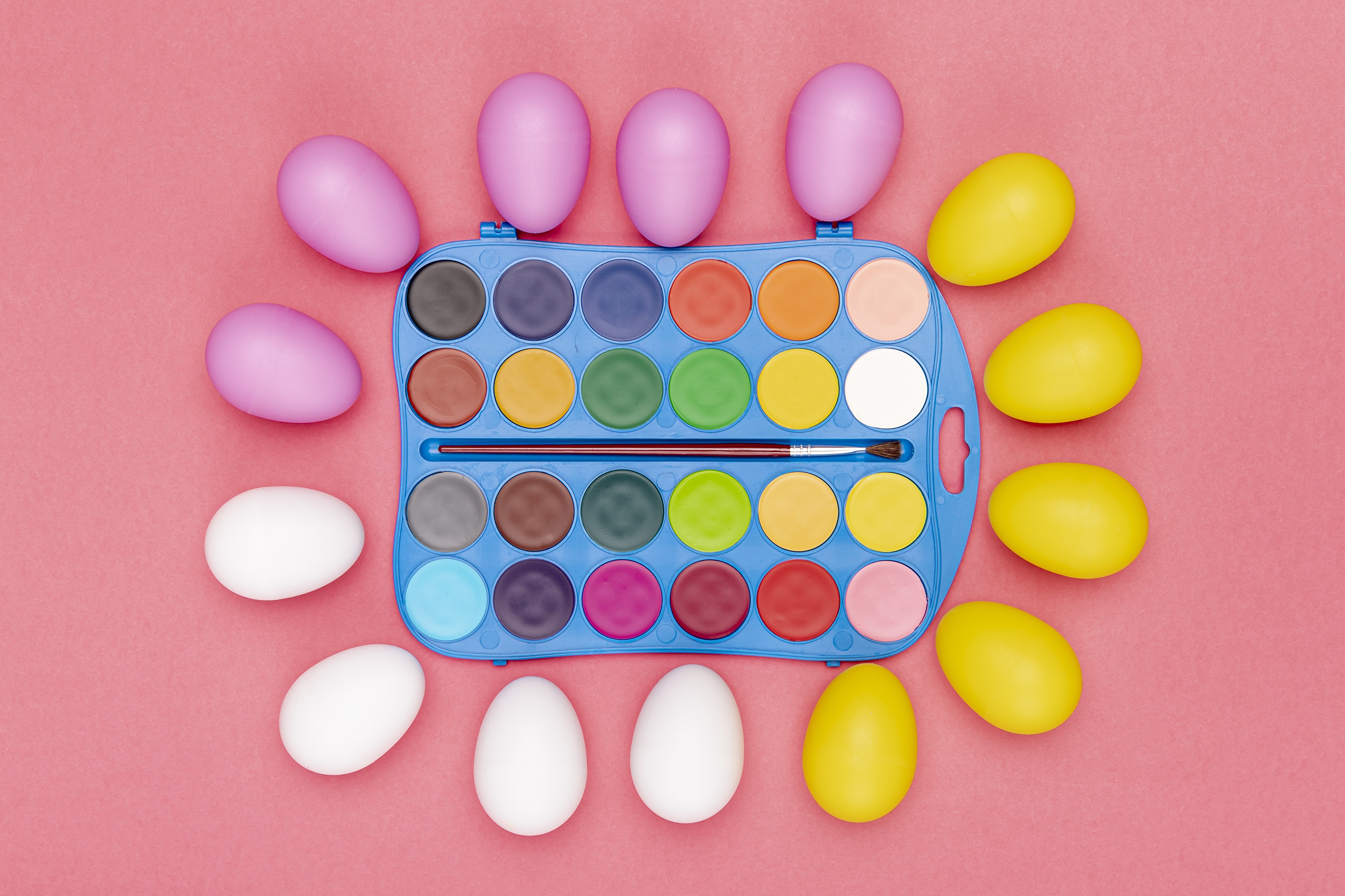 Easter Eggs and Watercolor Paint Palette HD Wallpaper