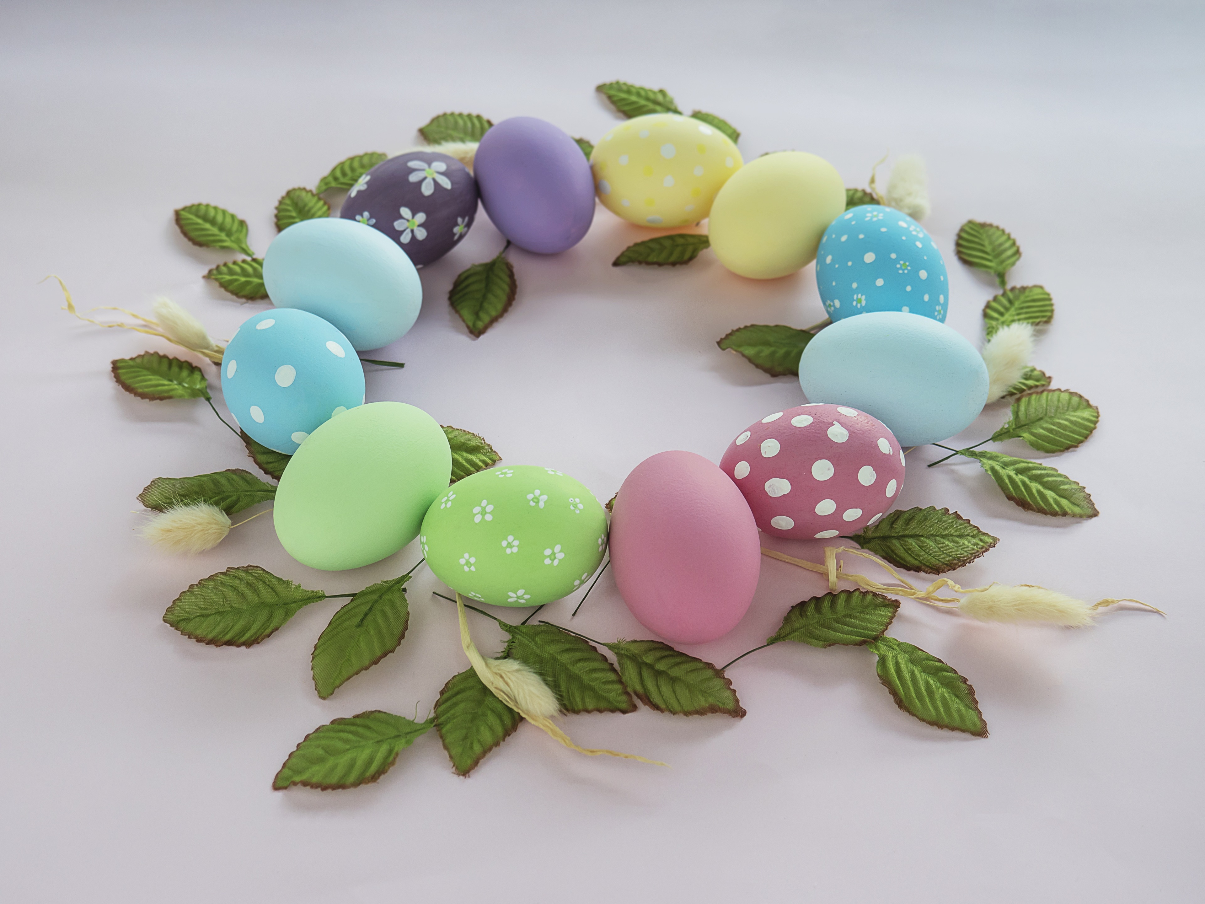 Easter Eggs with Foliage HD Wallpaper