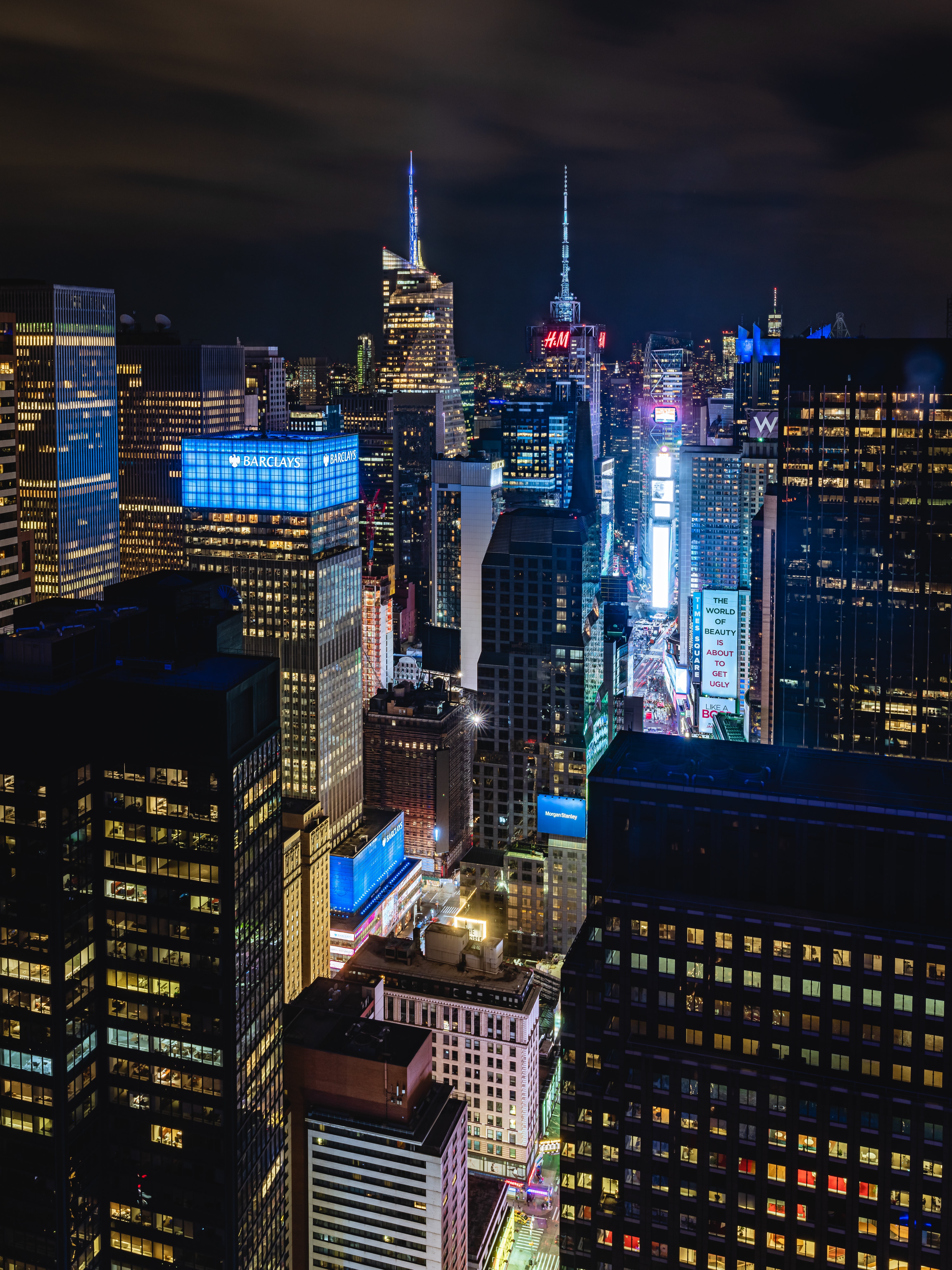 New York City Skyscrapers at Night HD Phone Wallpaper