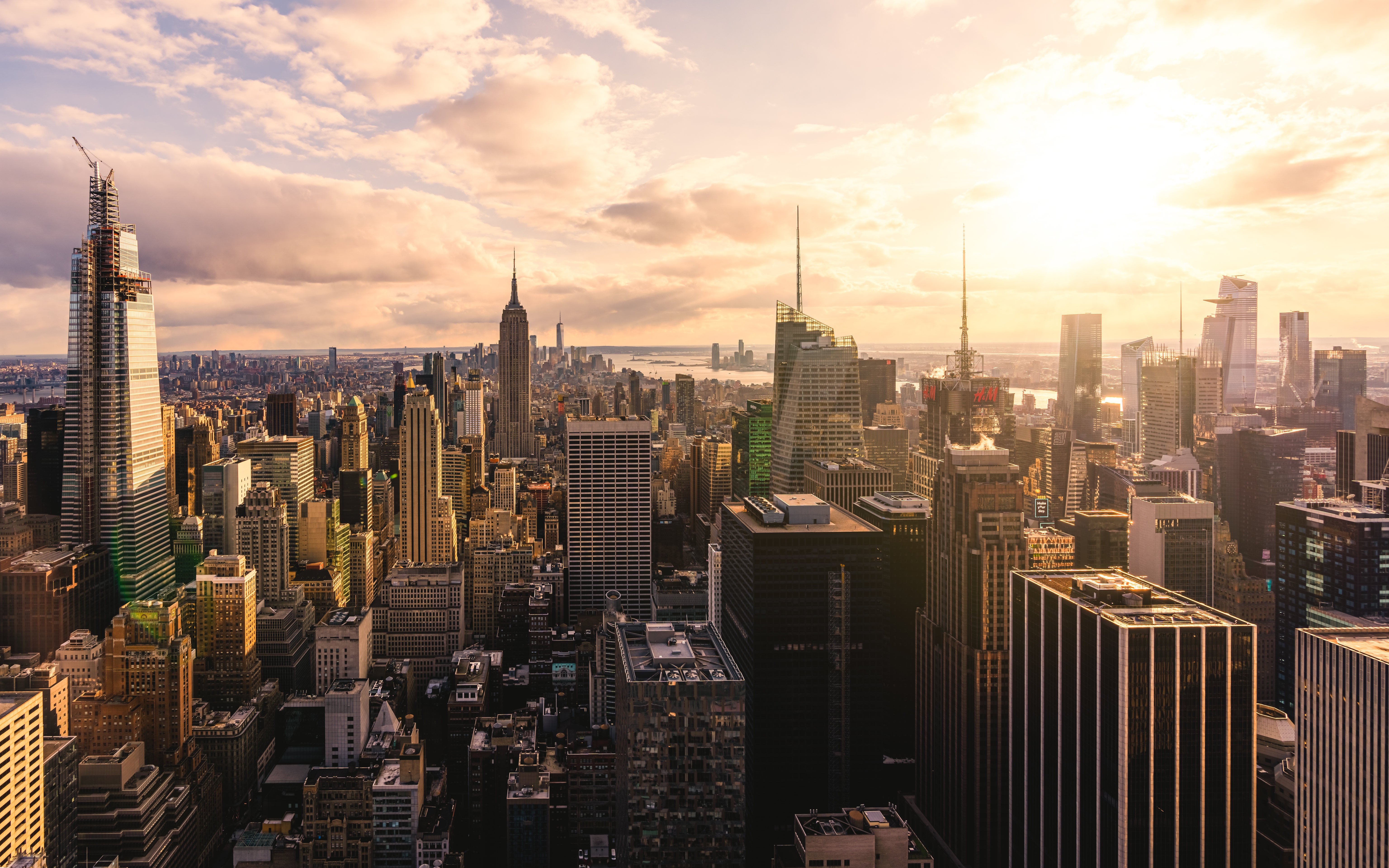 New York City Skyscrapers at Sunset HD Wallpaper