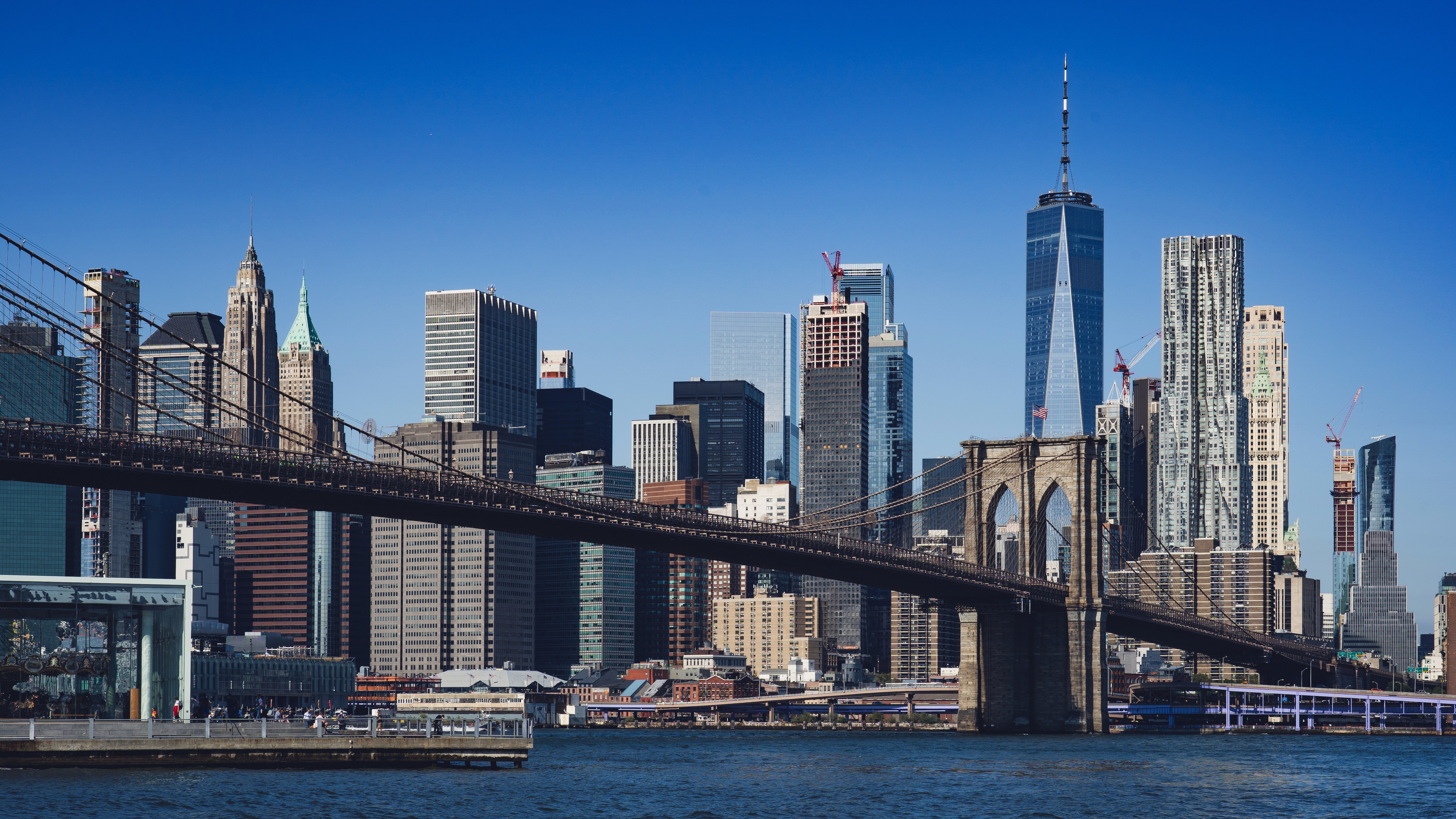 Brooklyn Bridge and New York City Skyline HD Wallpaper