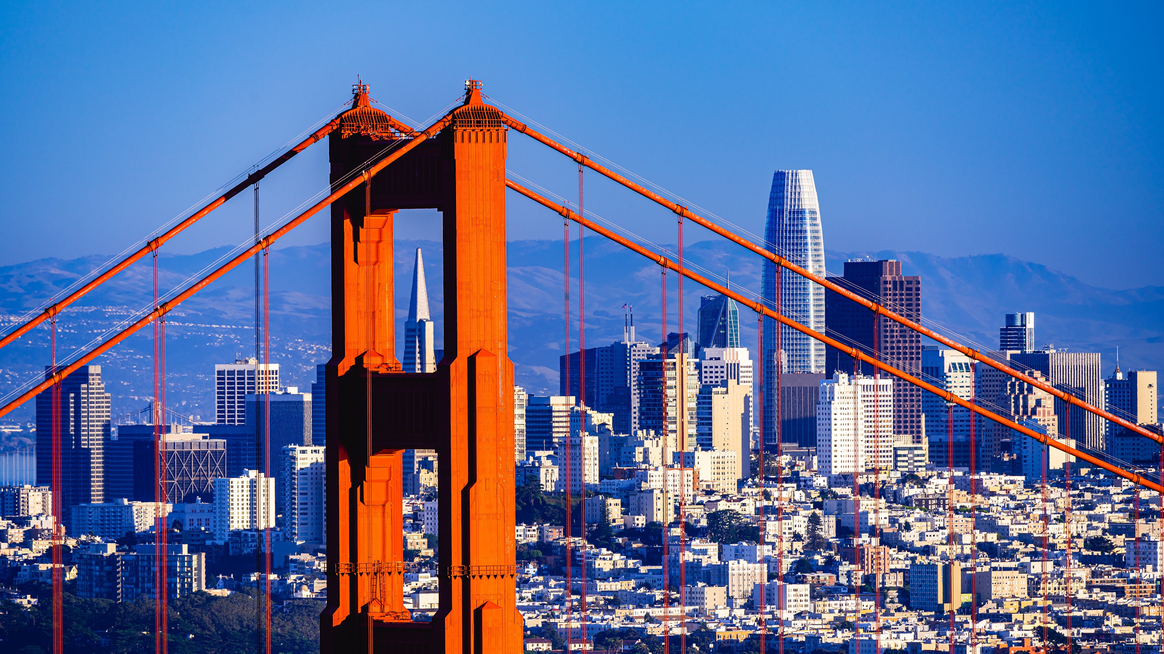 Golden Gate Bridge and San Francisco Skyline HD Wallpaper