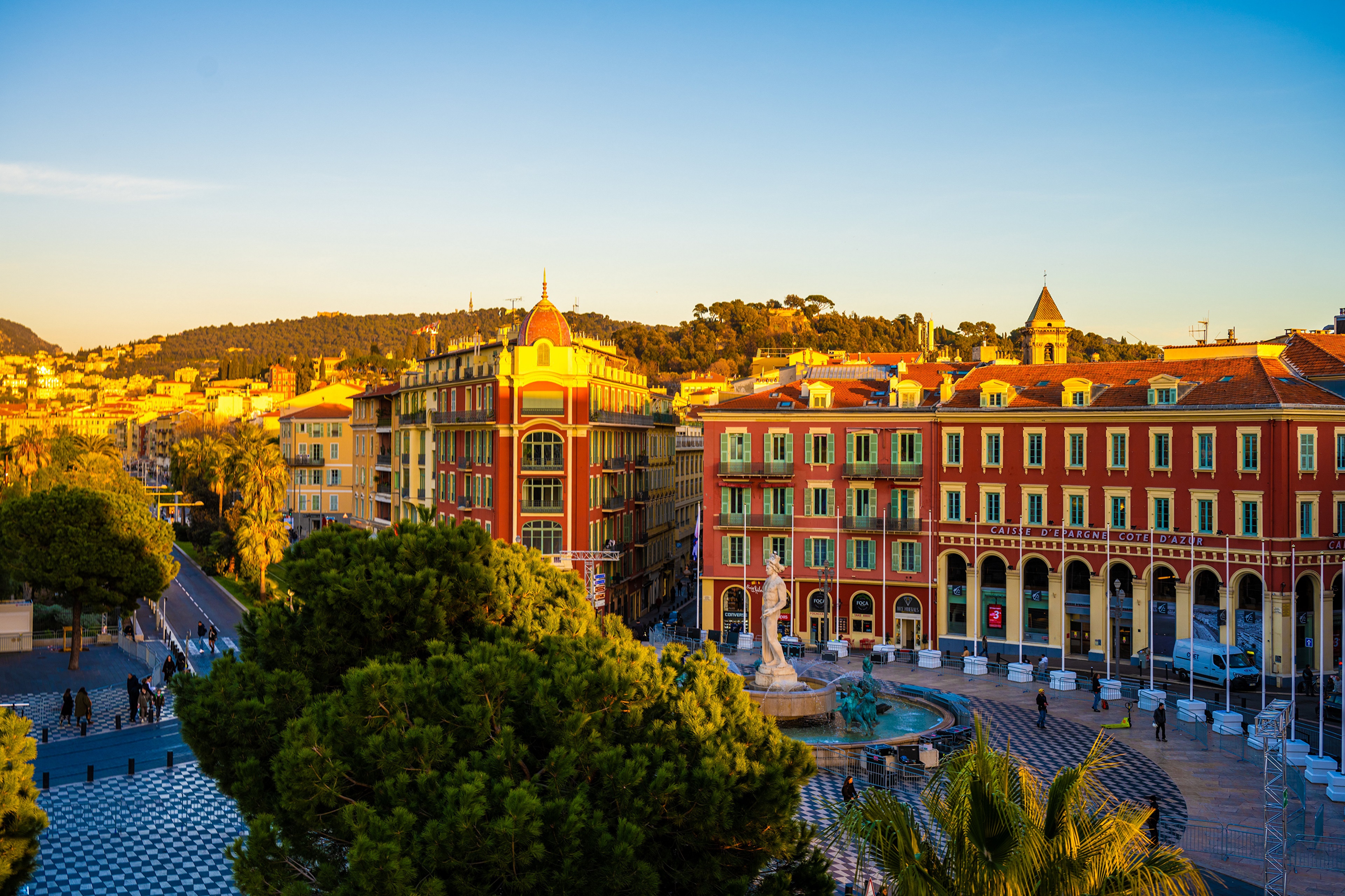 Nice, France Town Square with Fountain HD Wallpaper