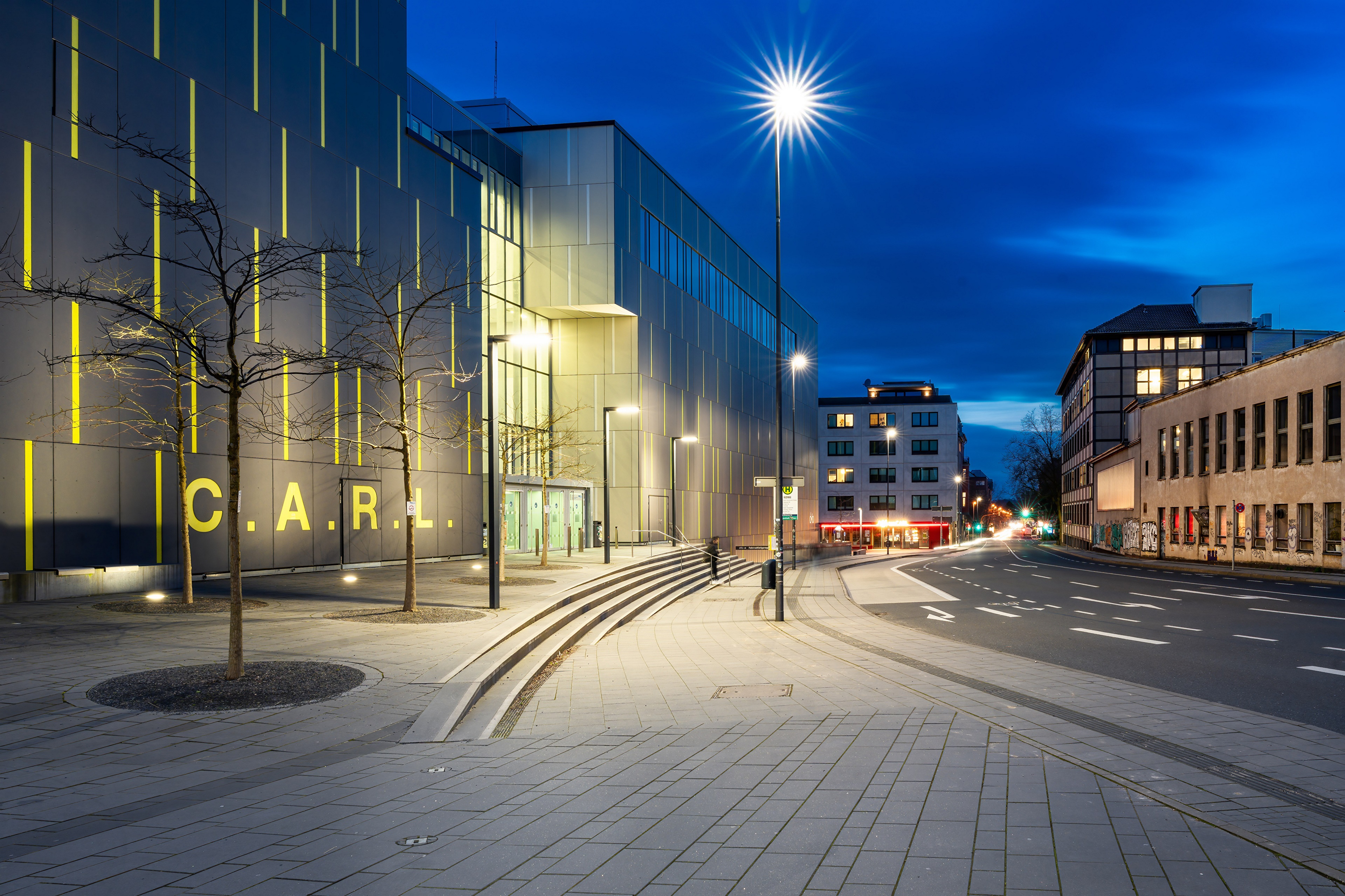 4K CARL building in Aachen, Germany at night HD Wallpaper