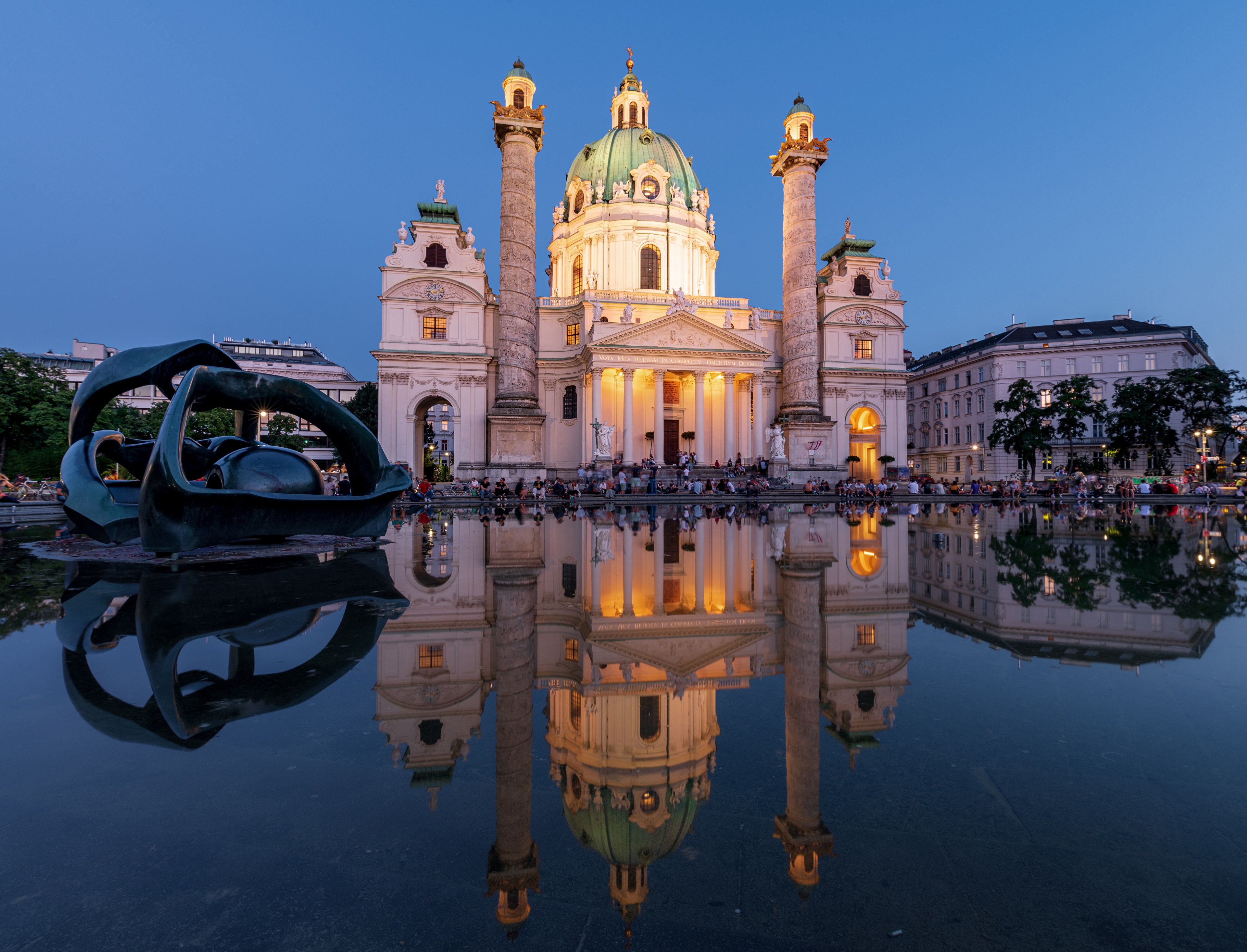 Karlskirche Church in Vienna with Reflection HD Wallpaper