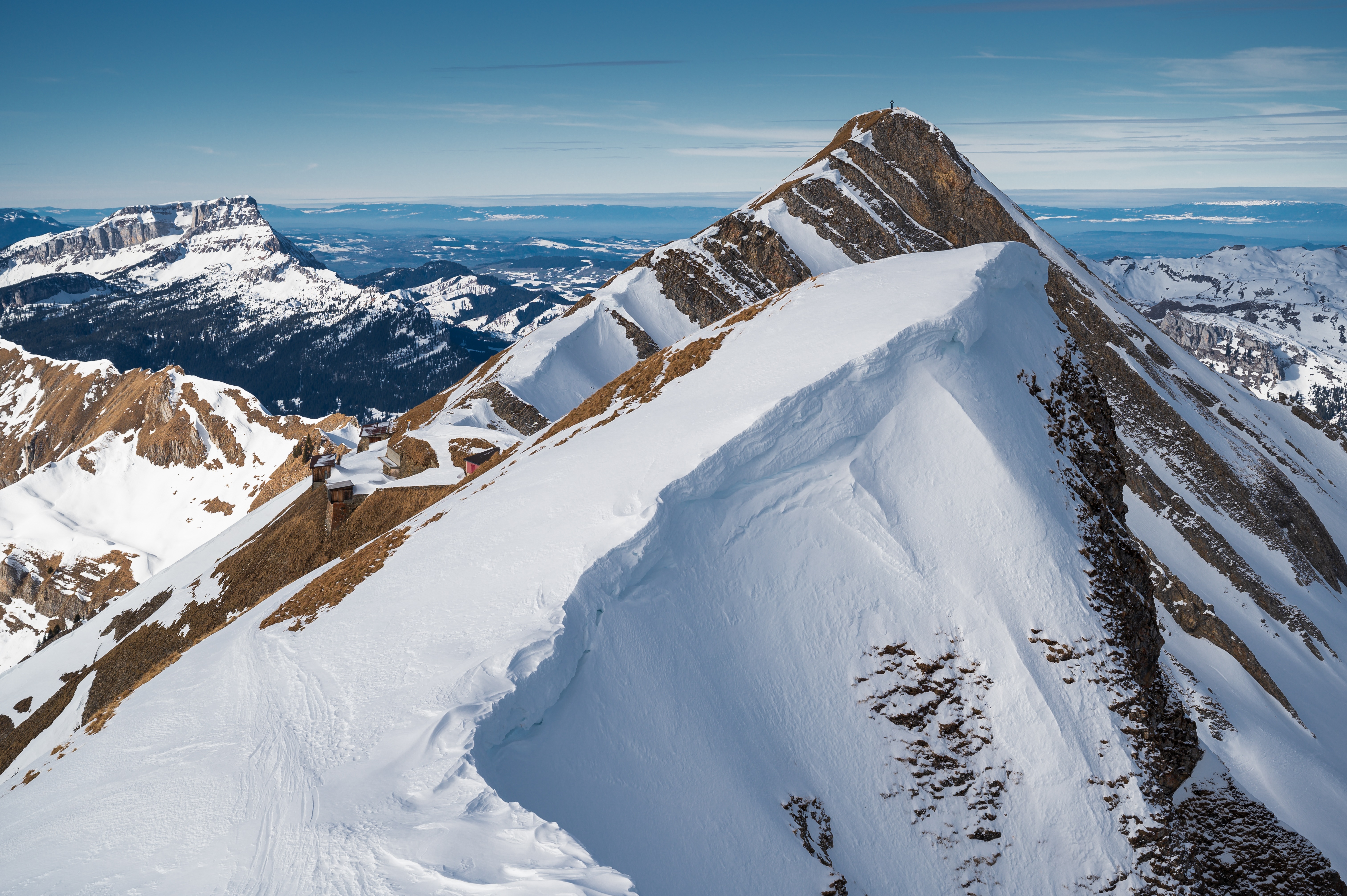 Snowy mountains in Switzerland HD Wallpaper