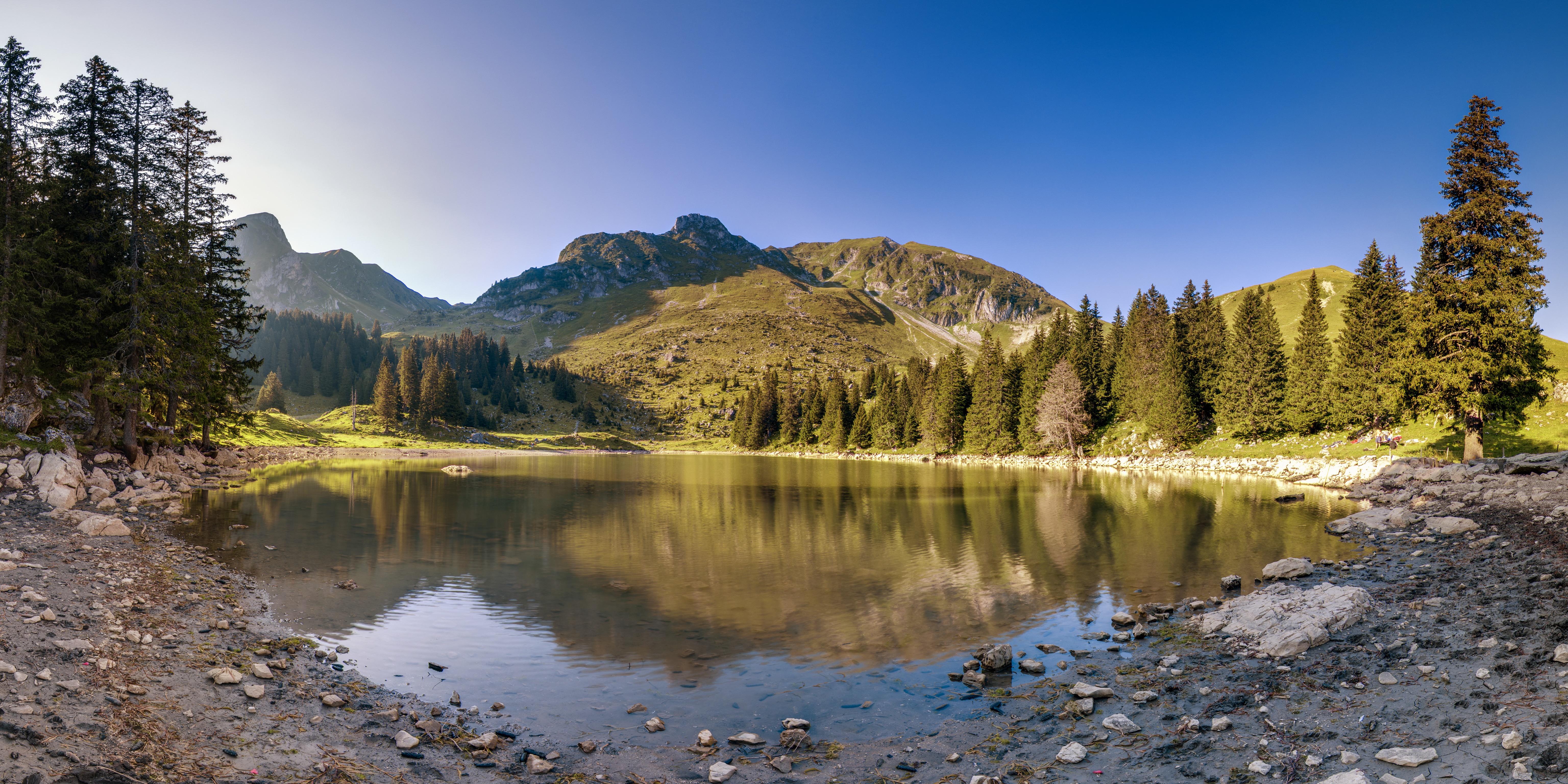 Gantrischsee Lake Switzerland Alps Mountains Scenery HD Wallpaper