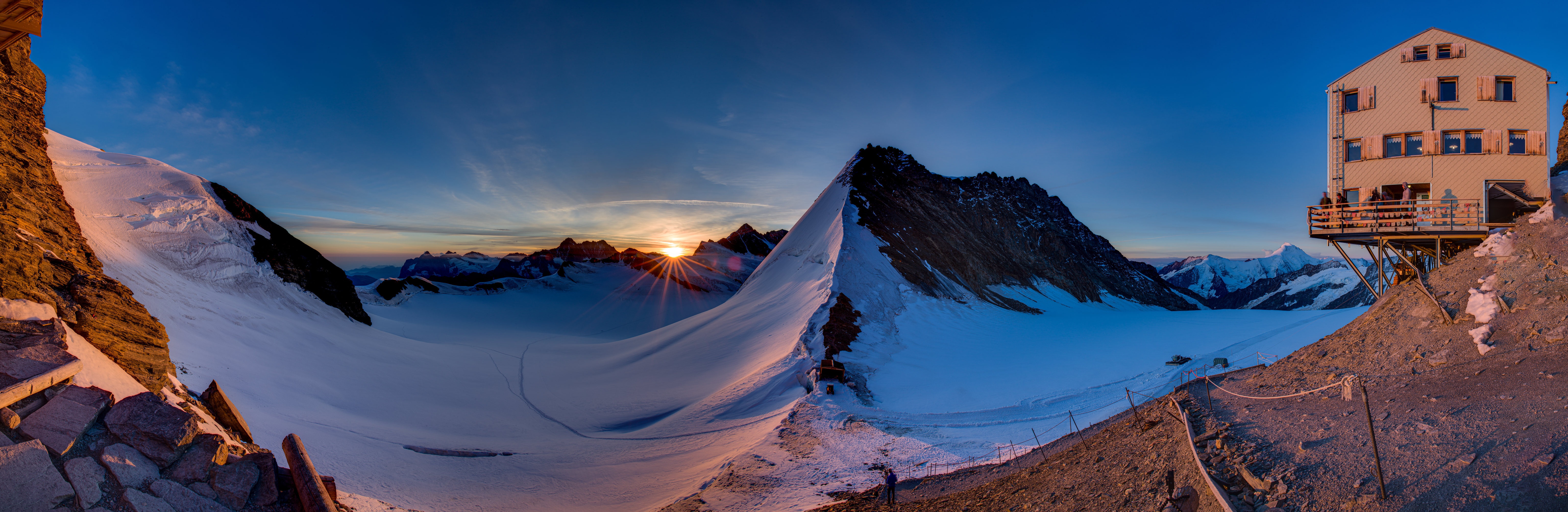 Switzerland Alps Mountains Panorama Snow Sunrise HD Wallpaper
